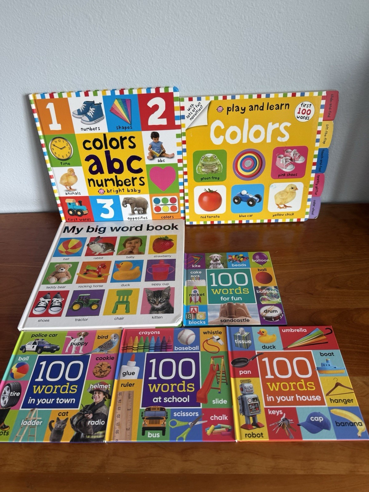 Priddy Books: Colors, ABCs, Numbers, Big Word Book & 4 x 100 word books – school