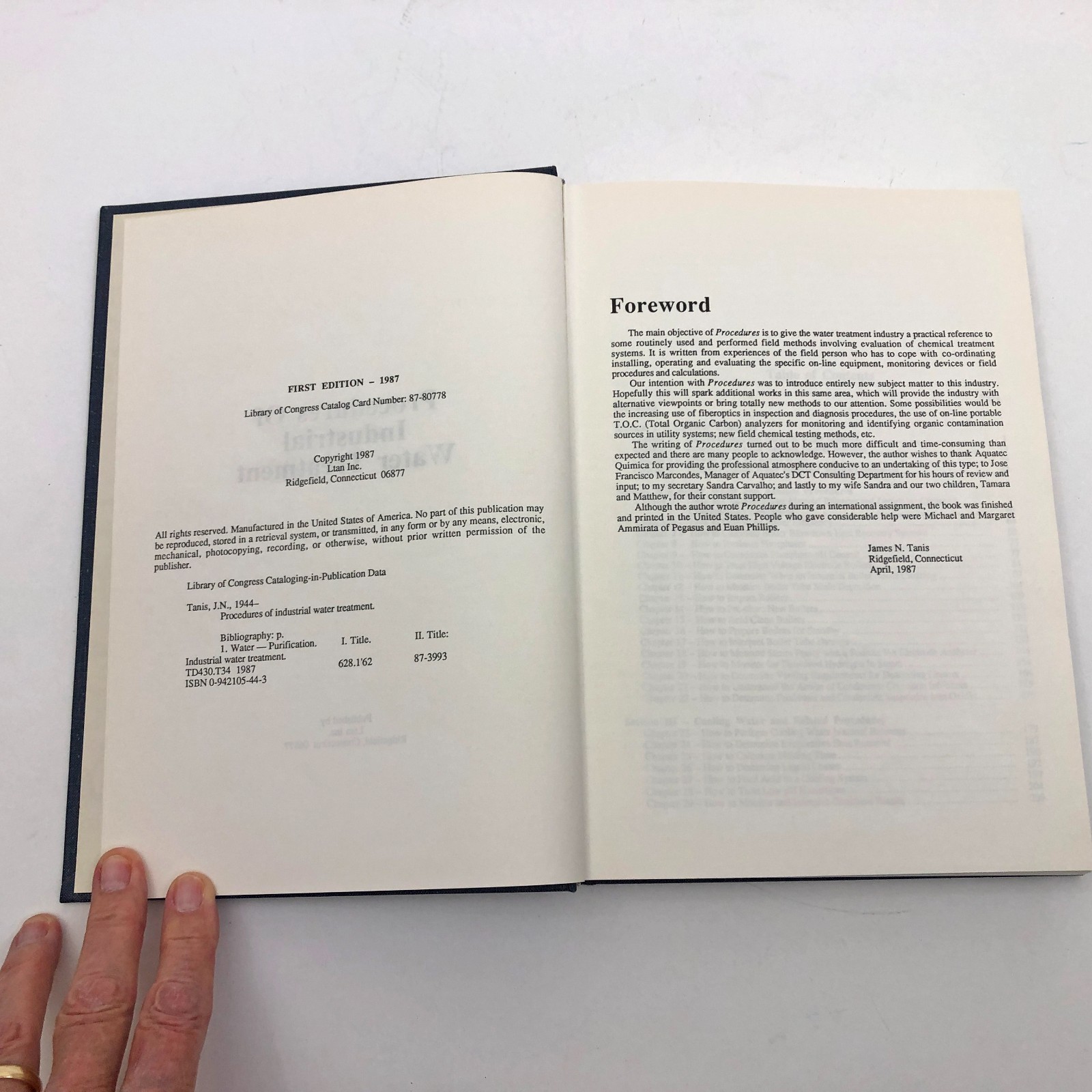 Procedures of Industrial Water Treatment Hardcover J. N. Tanis 1st Edition