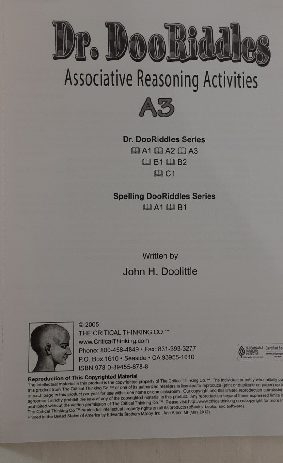 2 Critical Thinking Co Grades 2-3 Editor in Chief Dr DooRiddle Homeschool Lot