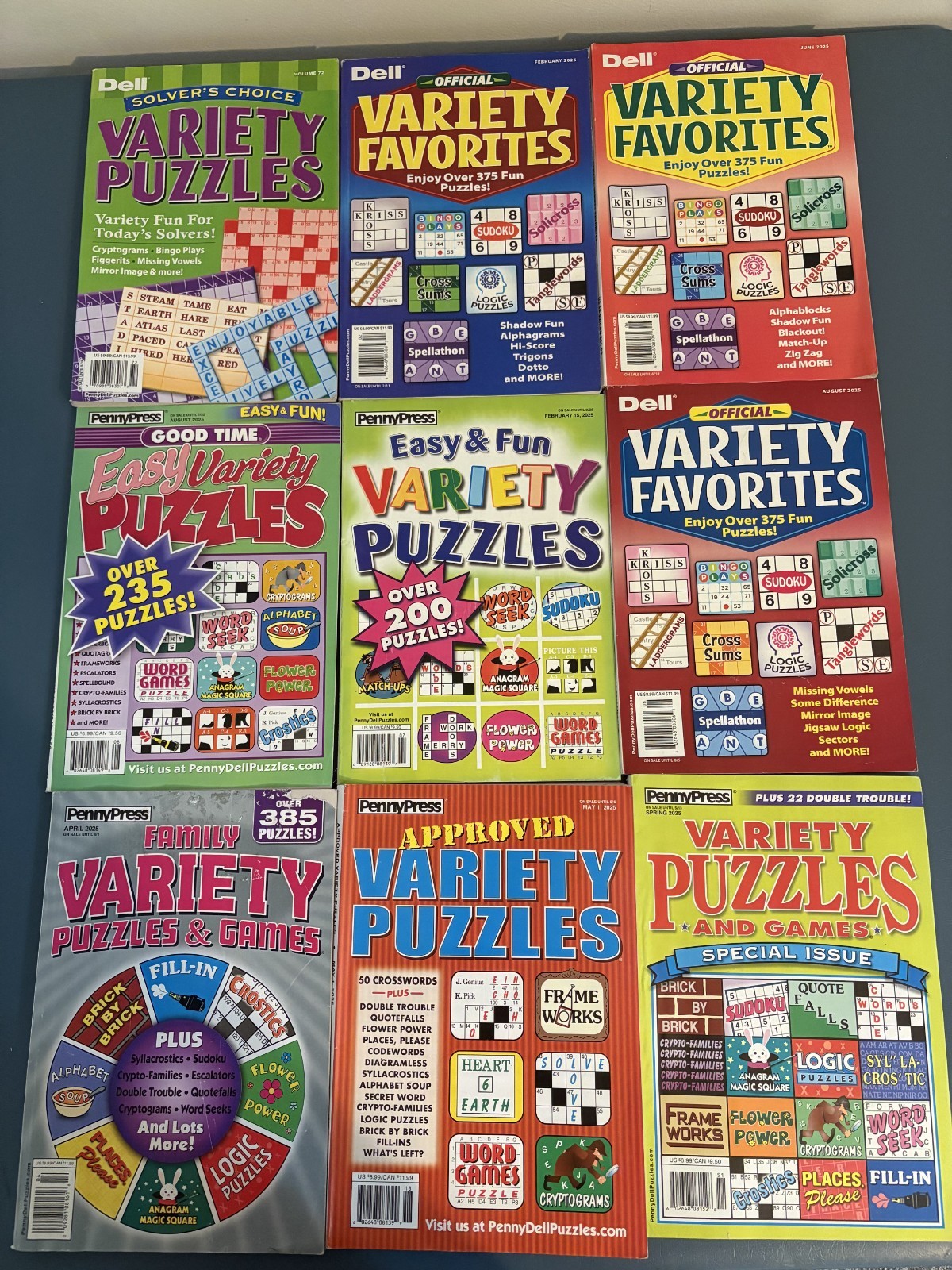 Lot of 9 Penny Press and Dell Variety Puzzle Books