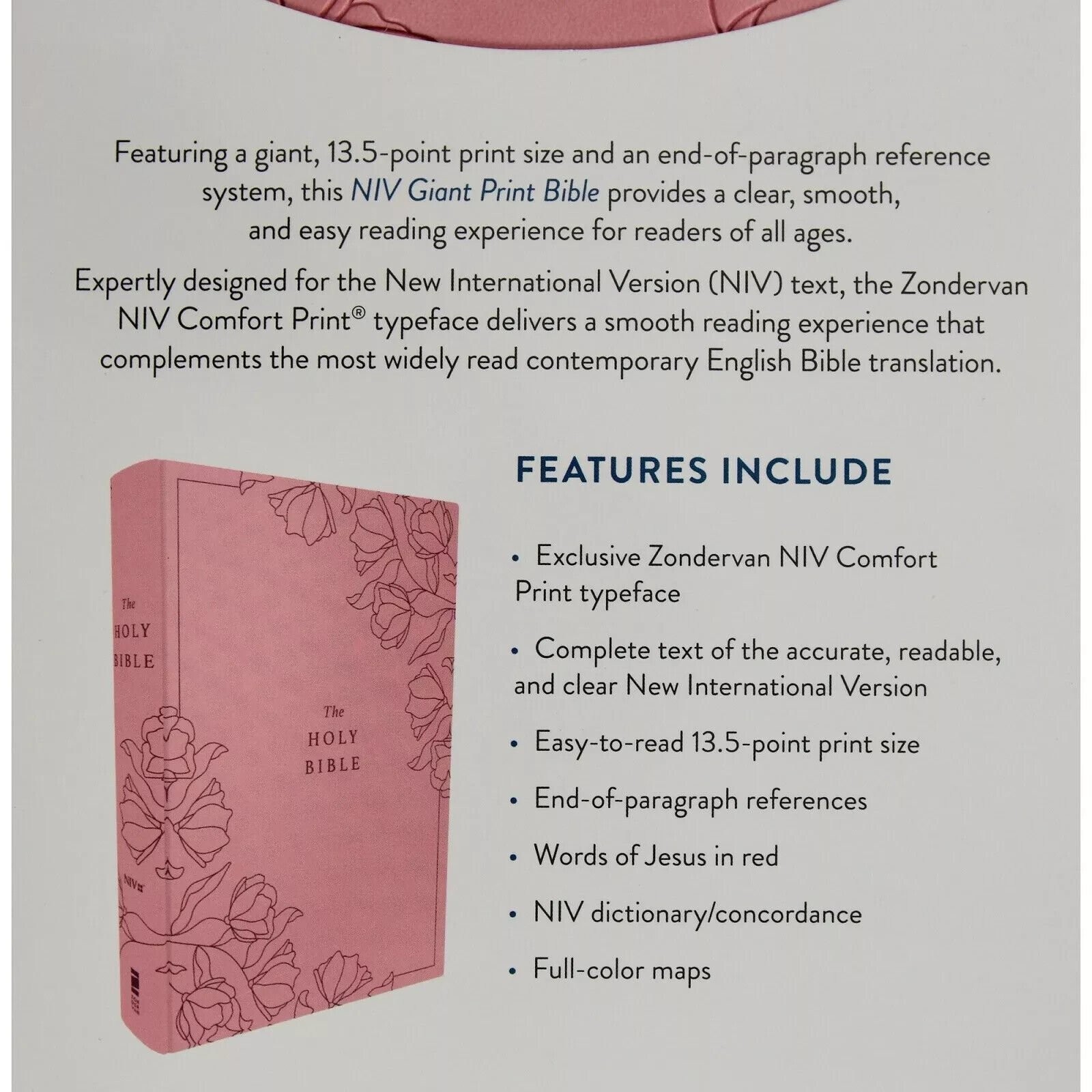 NIV Bible Giant Print Edition, Gold Glid, Pink BRAND NEW Leathersoft Embossed