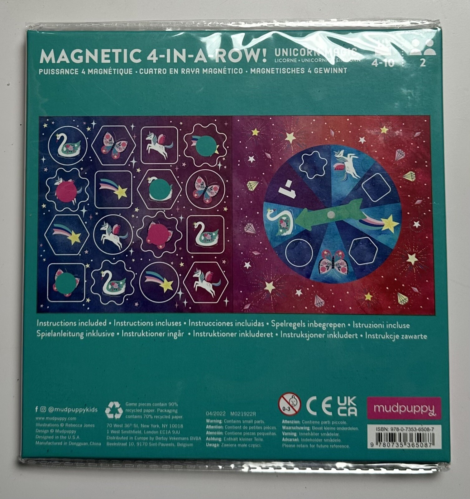 Unicorn Magic 4-In-a-Row Magnetic Board Game by Mudpuppy (2020, Game)