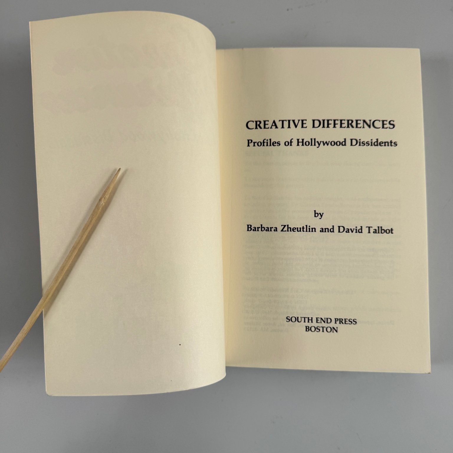Creative Differences Talbot & Zheutlin 1978 First Edition Hollywood Politics ARC