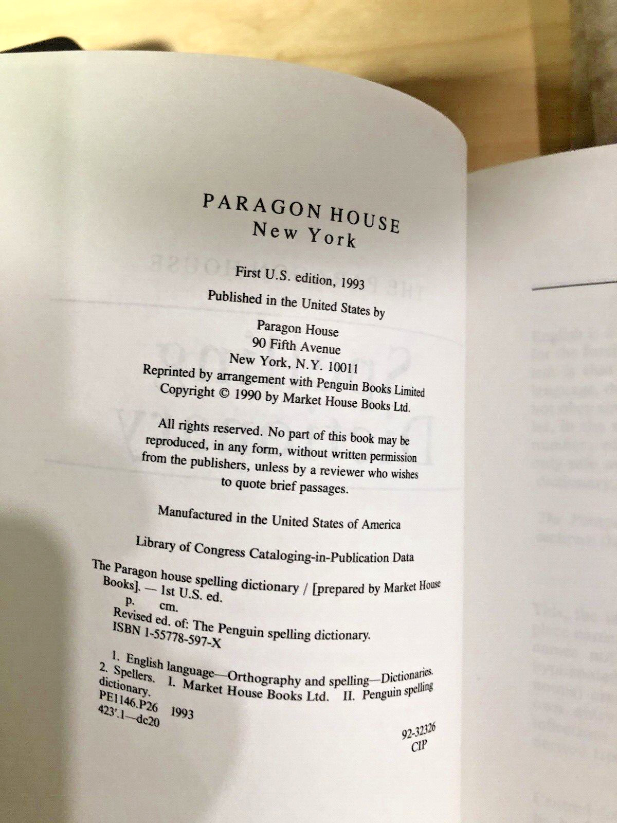 Paragon House Spelling Dictionary