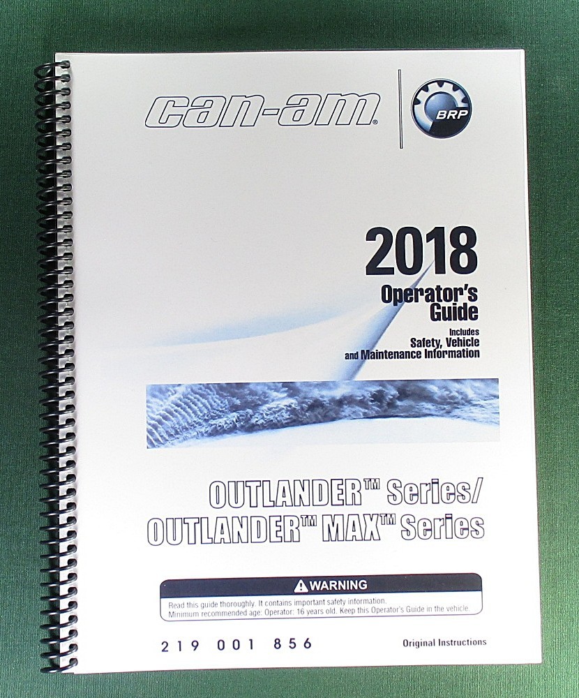 2018 Can-Am Outlander 450 Owner’s Manual: 196 Pages & Protective Covers!