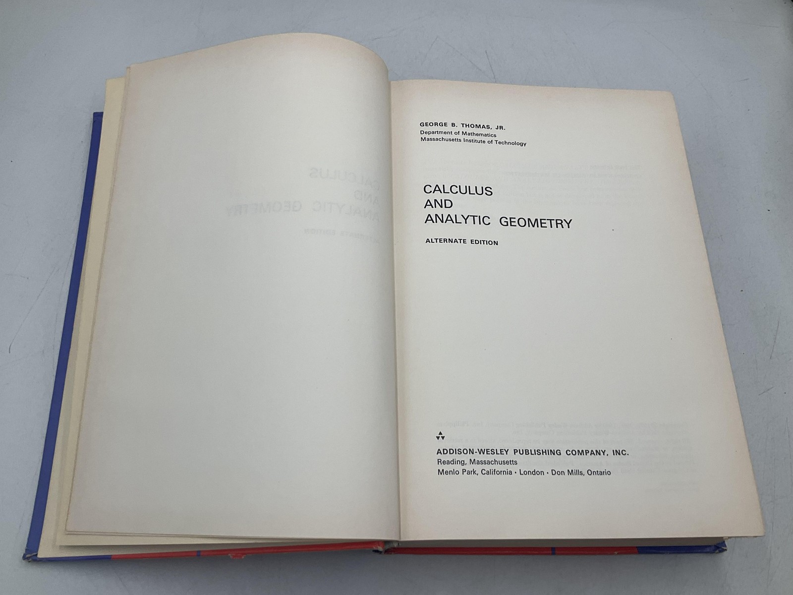 CALCULUS AND ANALYTIC GEOMETRY George B. Thomas 1972 Paperback