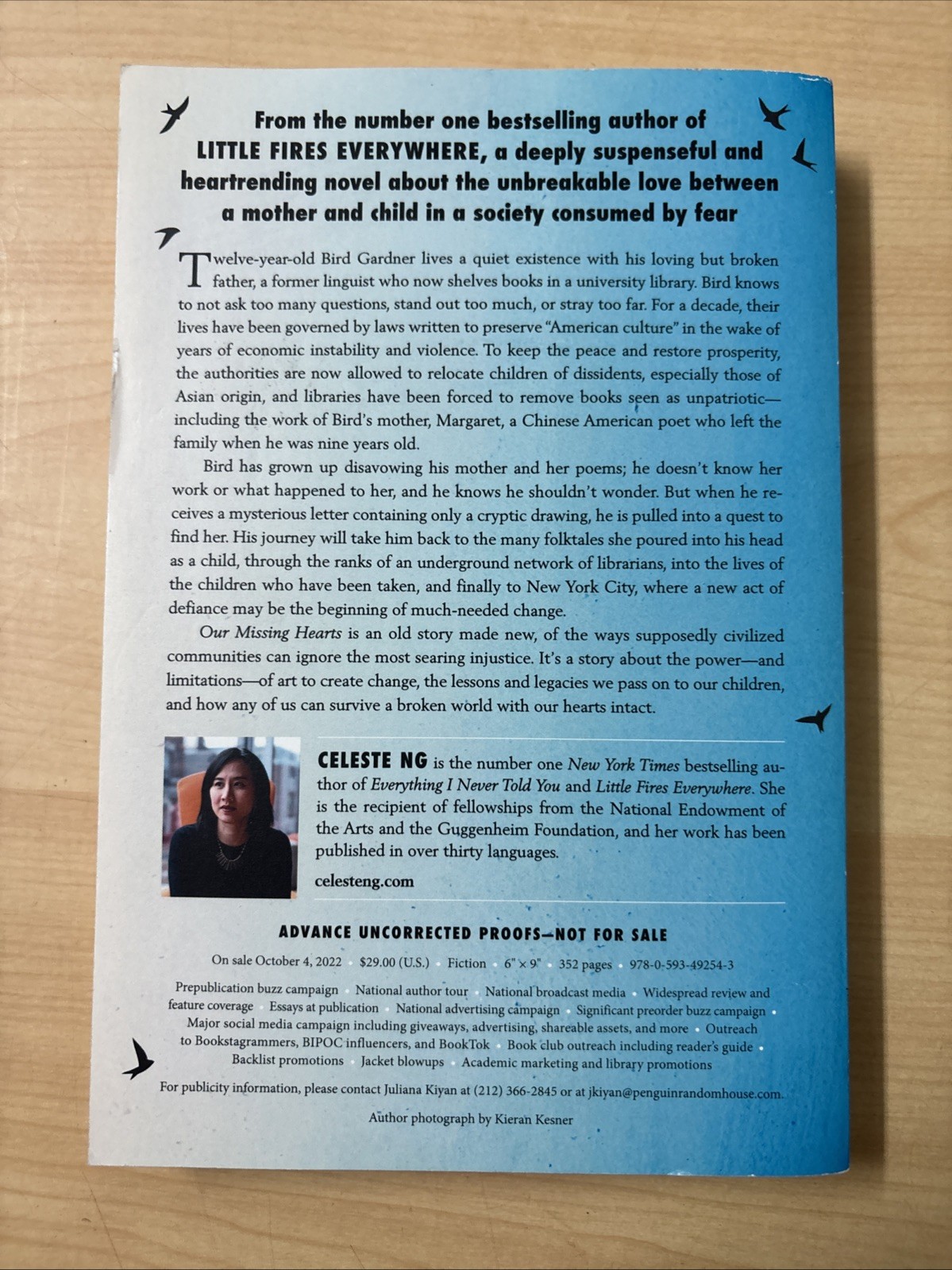 Our Missing Hearts Celeste Ng ARC Advance Reader Copy Uncorrected Proof Galley