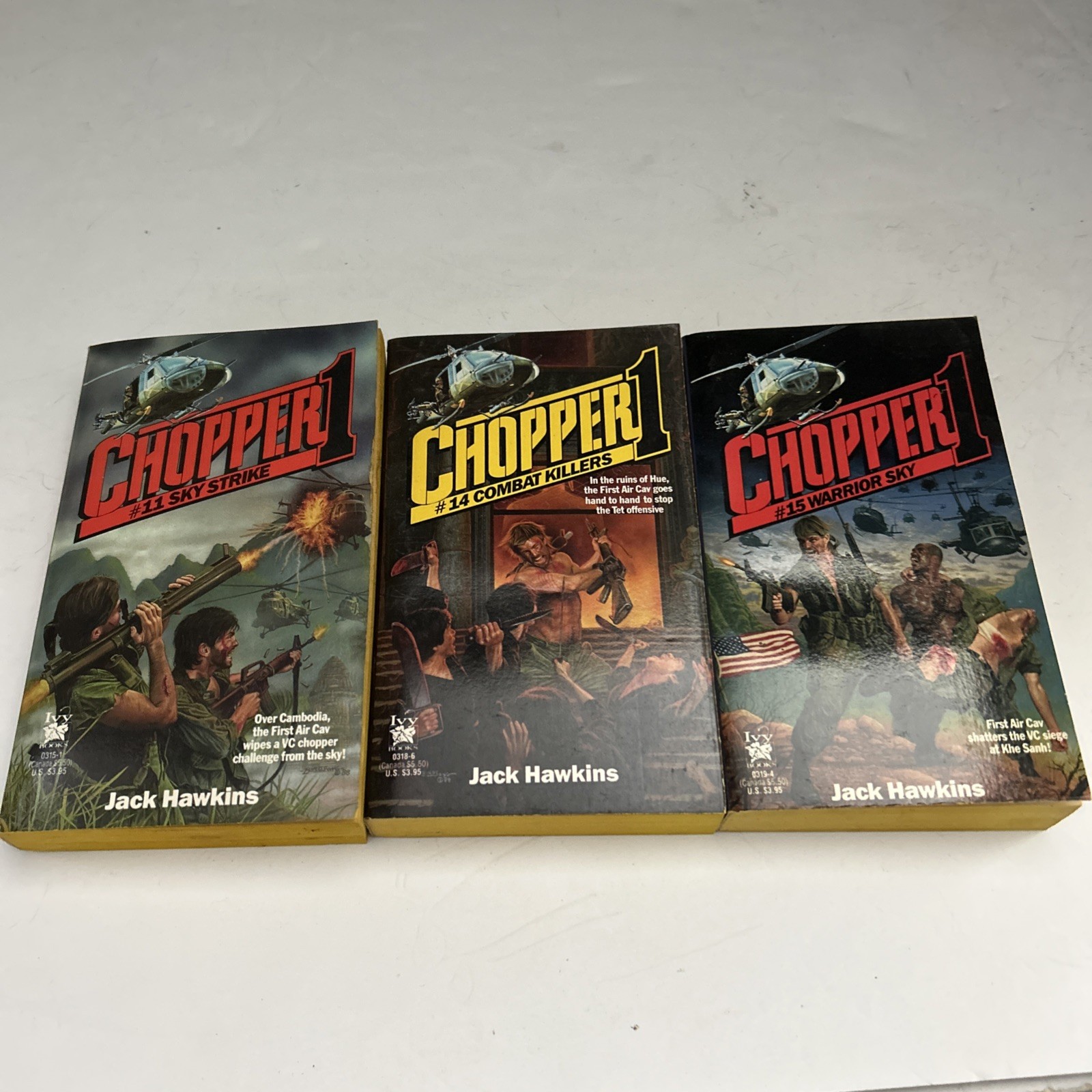 RARE Chopper 1 Books #11, 14, 15 Jack Hawkins 1st Eds Very Good Lot Vietnam War