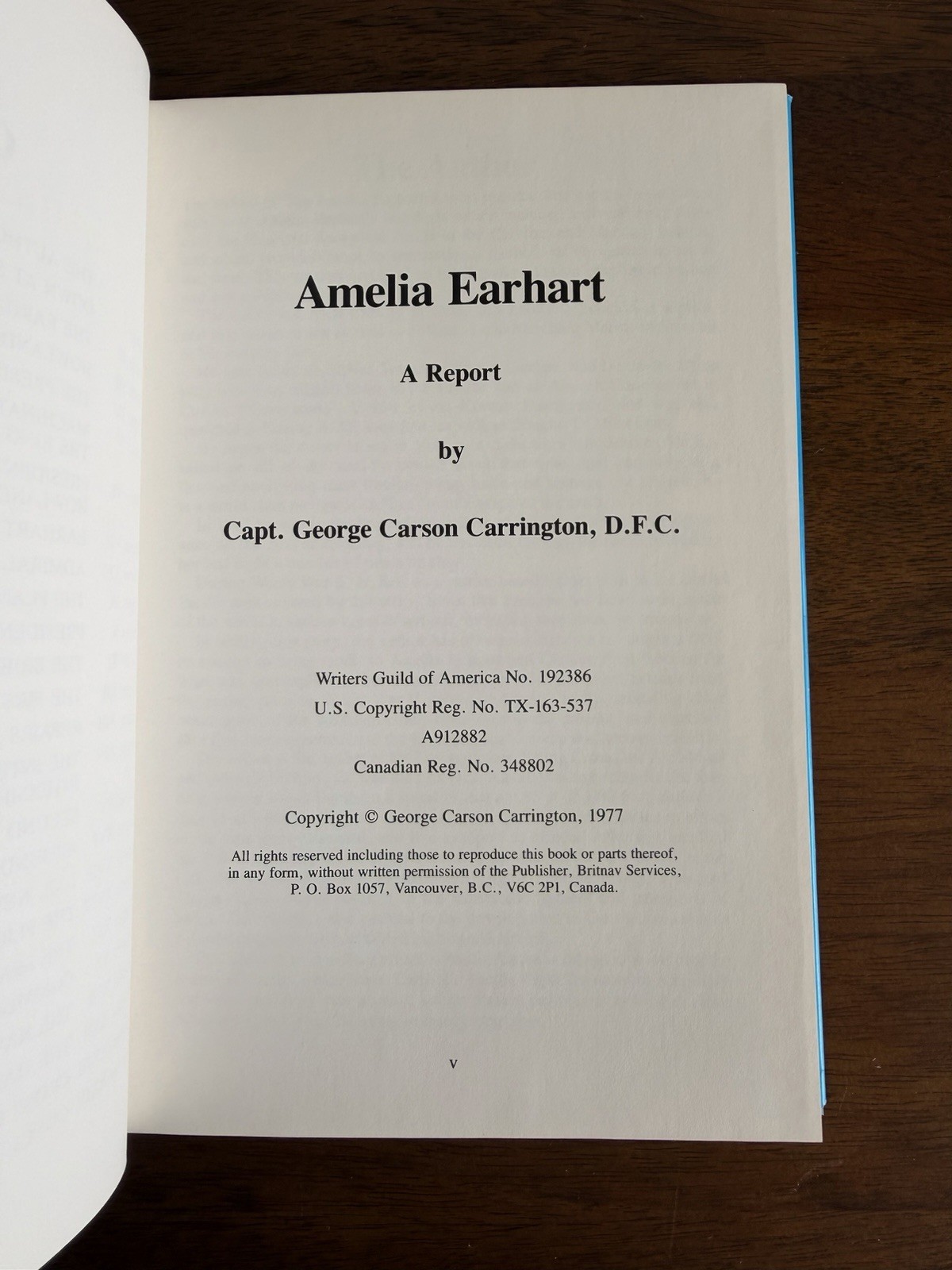 Extremely Rare Amelia Earhart Carrington Report Book SIGNED by the Author HC/DJ