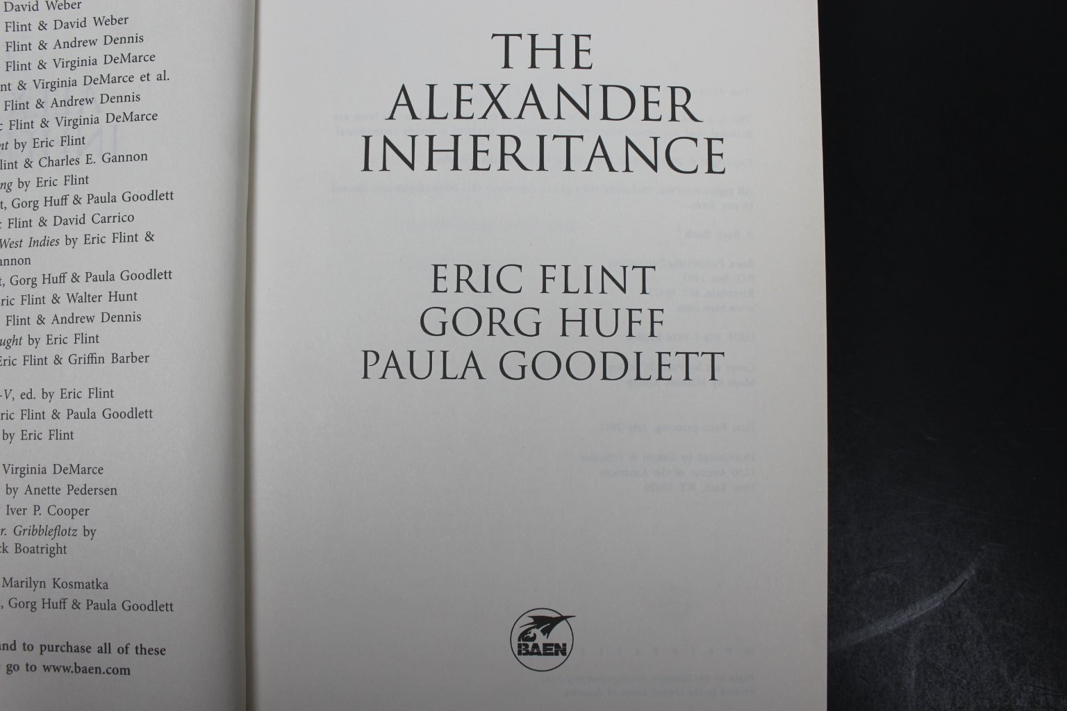 The Alexander Inheritance Eric Flint 2017 First Baen Printing Ring of Fire Novel