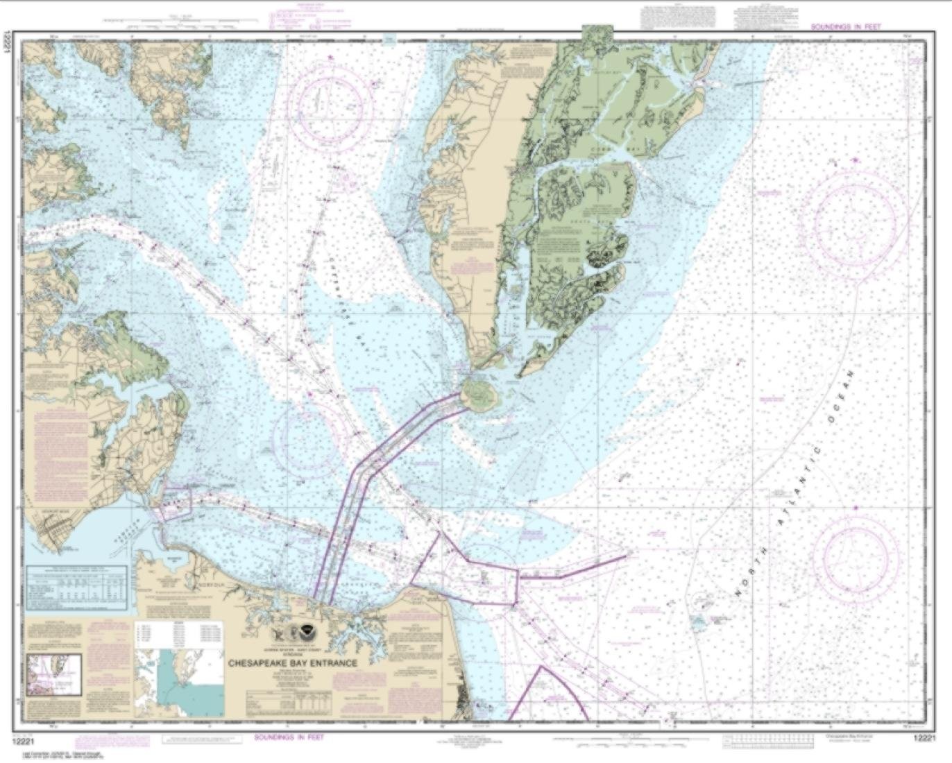 NOAA Chart 12221-Chesapeake Bay Entrance – Water-Resistant – by E