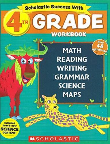 NEW 2018 Edition Scholastic – 4th Grade Workbook with Motivational S – GOOD