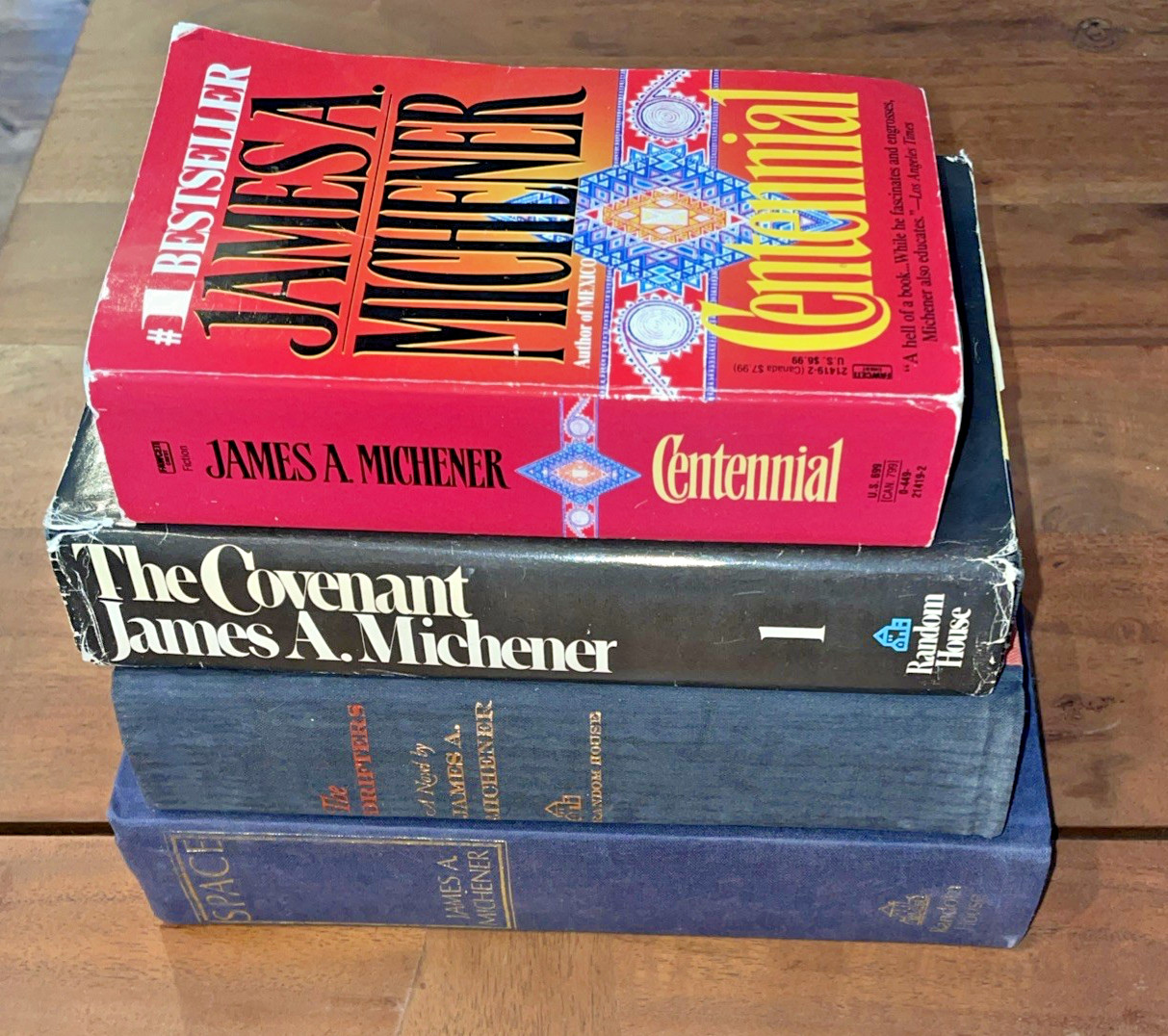 James A. Michener Lot of 4 Vintage Books-Centennial, Covenant, Space,Drifters HC