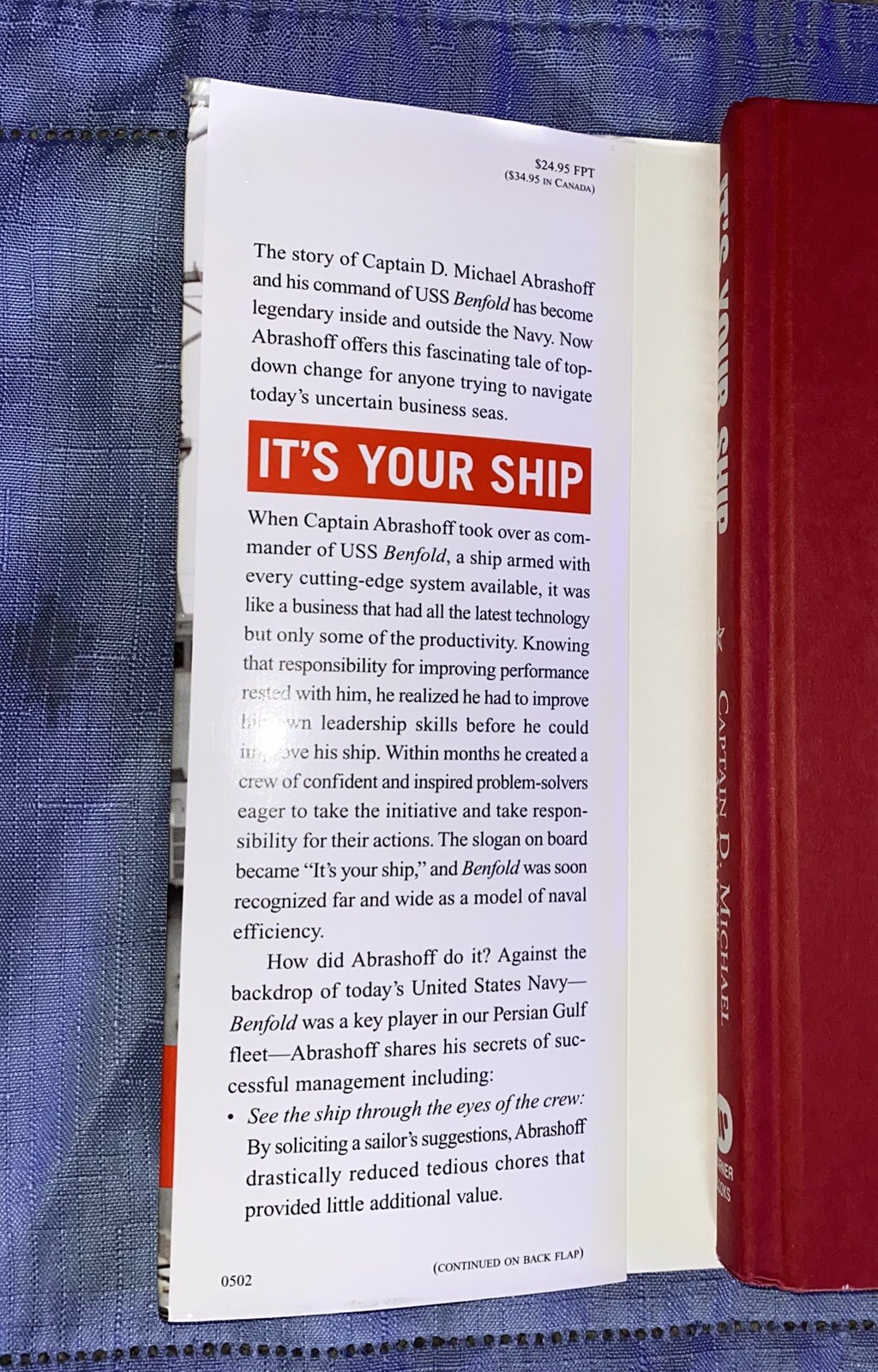 It’s Your Ship: Management Techniques Navy Capt. D. Michael Abrashoff Signed HC