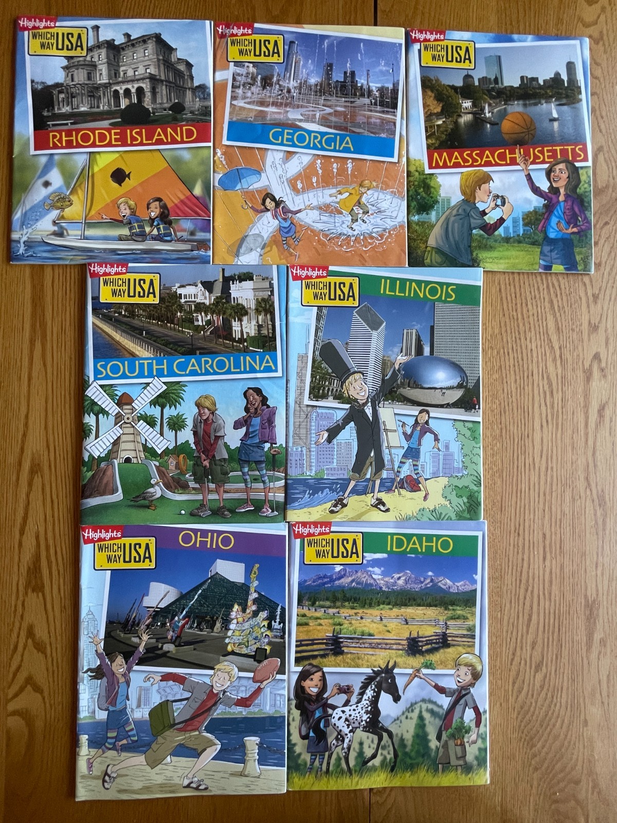 Highlights Which Way USA State Books w/ Stickers Lot of 21 + Maps & State Tags