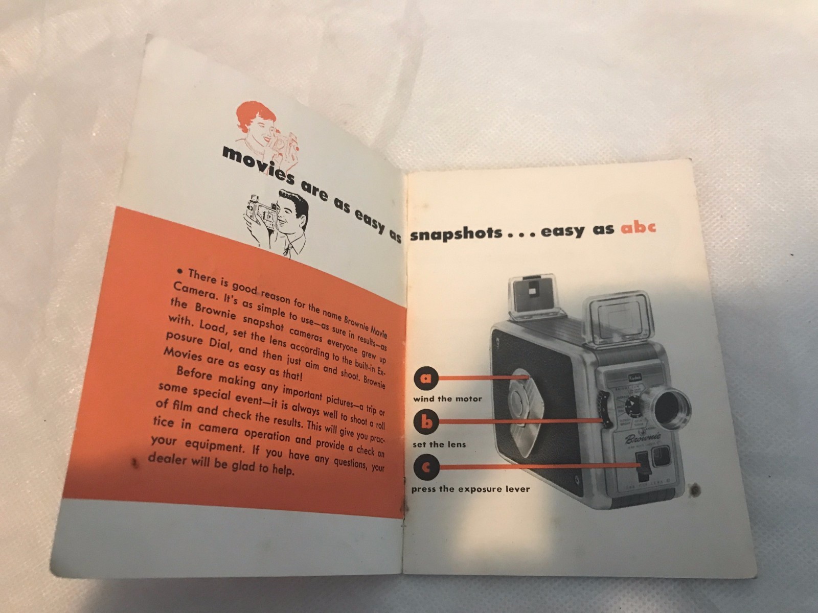 Vintage/Antique 1957 Brownie Movie Camera Owner’s Manual F/1.9 F/2.3 8mm Kodak