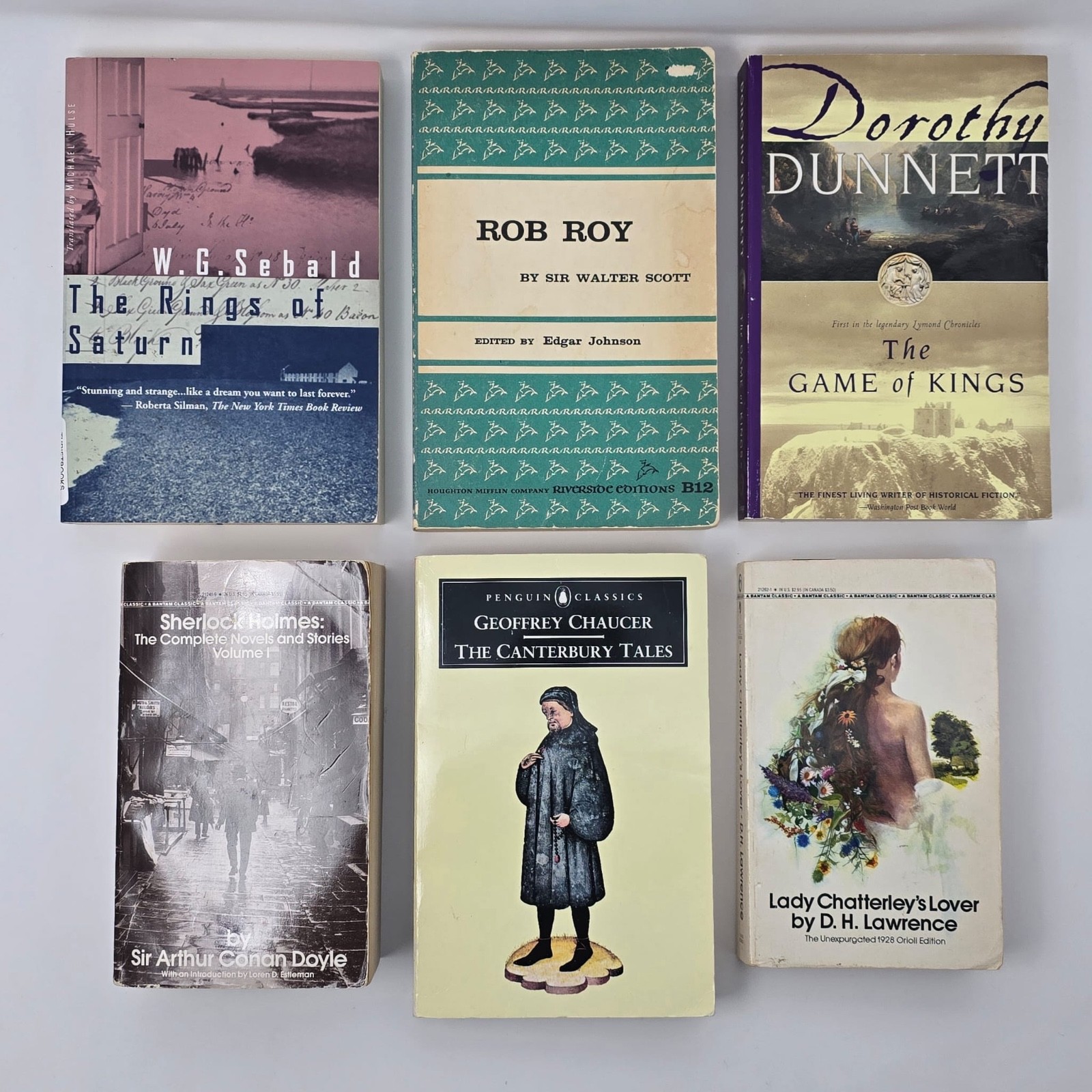 Classic Literature Lot of 6 – Chaucer, Scott, Doyle, D.H. Lawrence, Dunnett