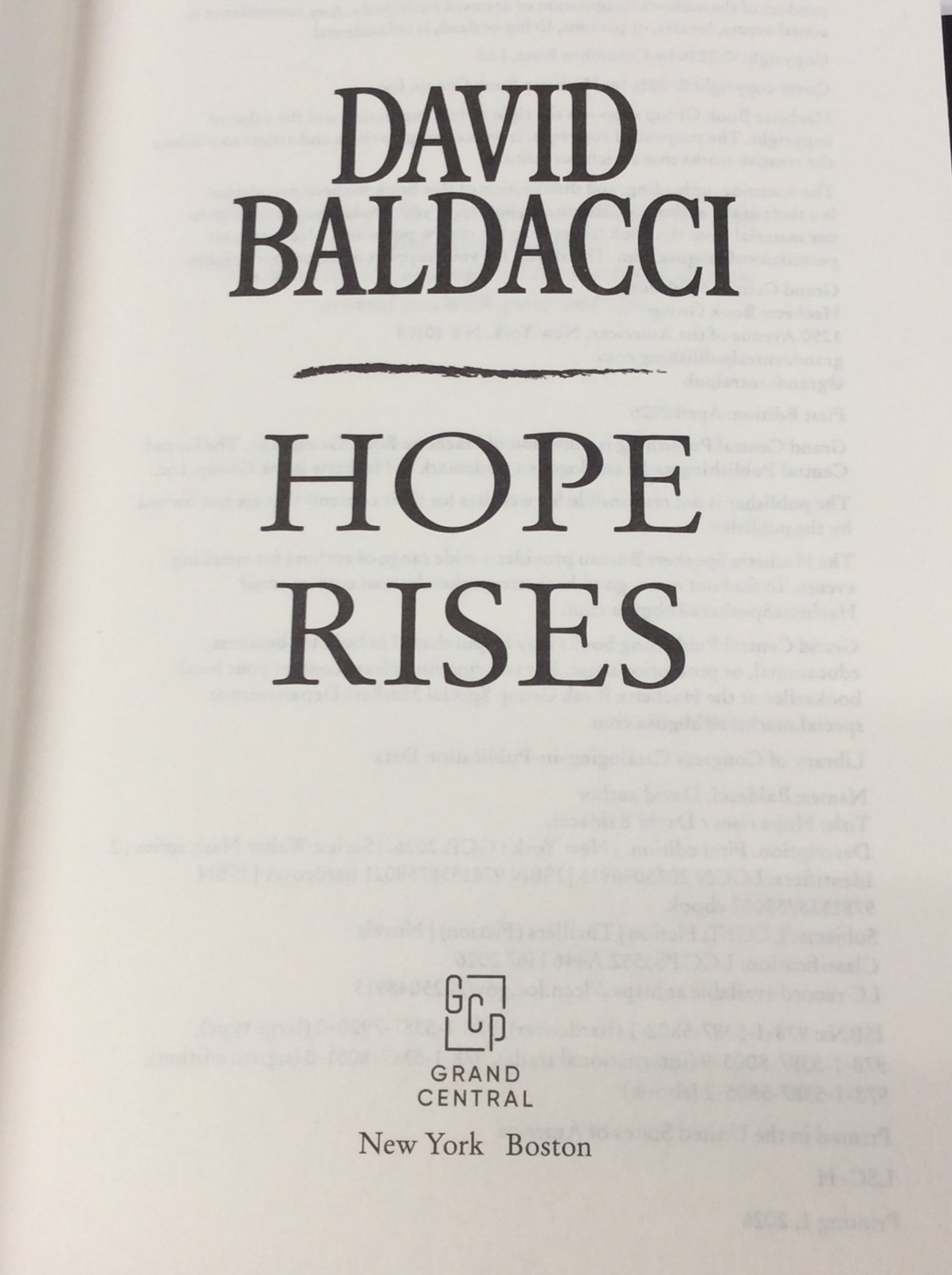 HOPE RISES hc FIRST EDITION David Baldacci 2026