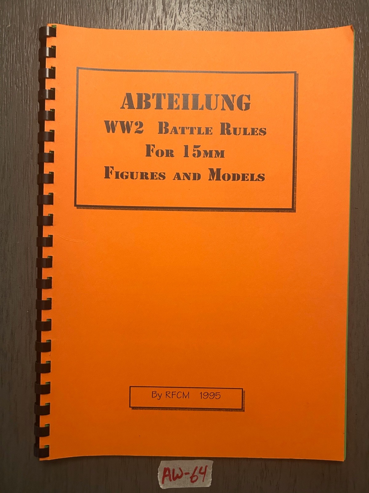 Abteilung 15mm WWII Miniatures Wargame Rules Lot AW-64
