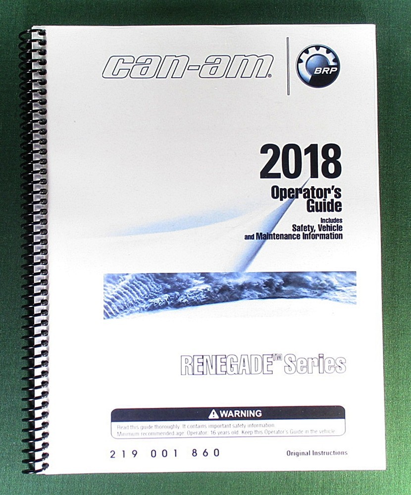 2018 Can-Am Renegade 570 Owner’s Manual: 180 Pages & Protective Covers!