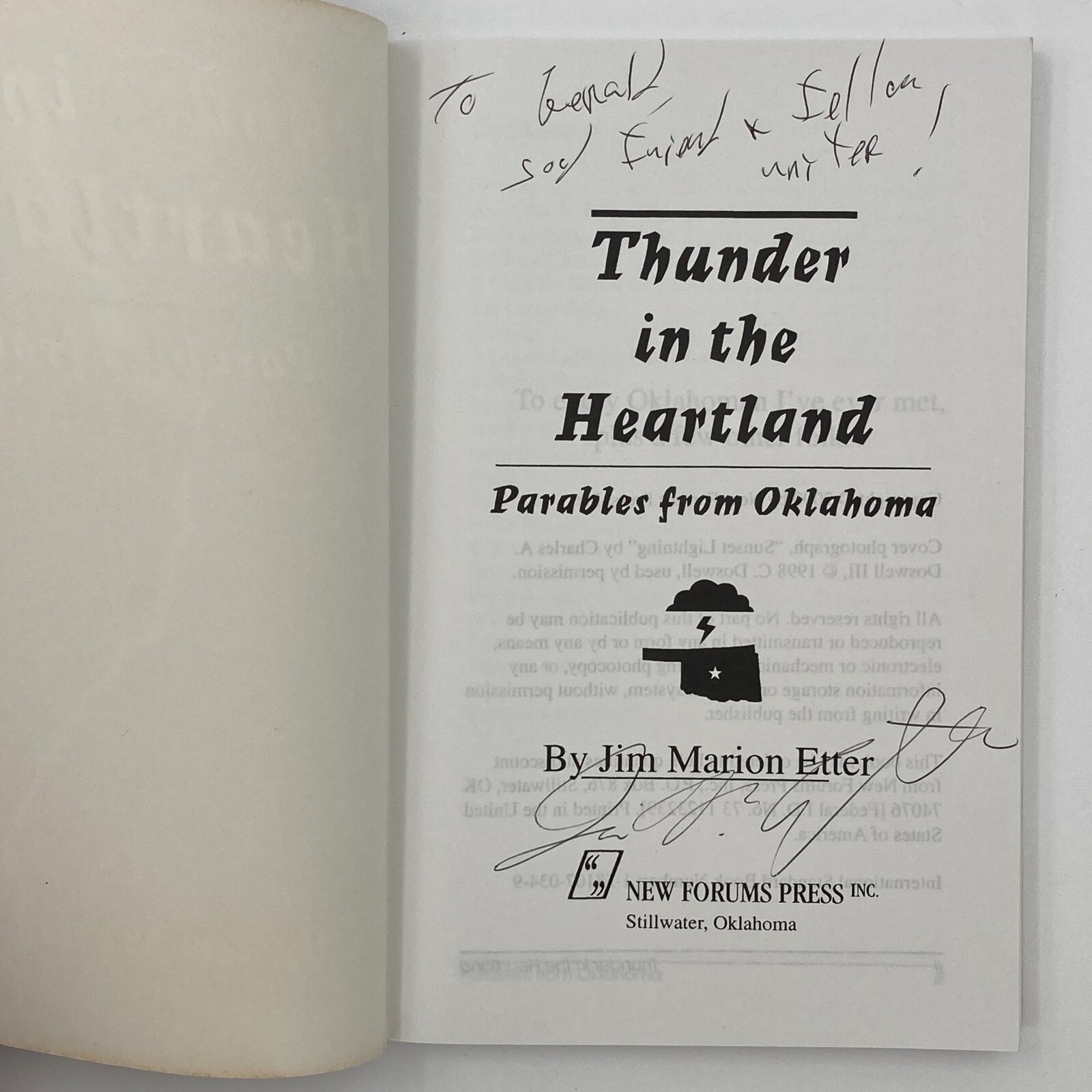 Thunder in the Heartland by Jim Marion Etter (2000) Signed & Inscribed 202 pages