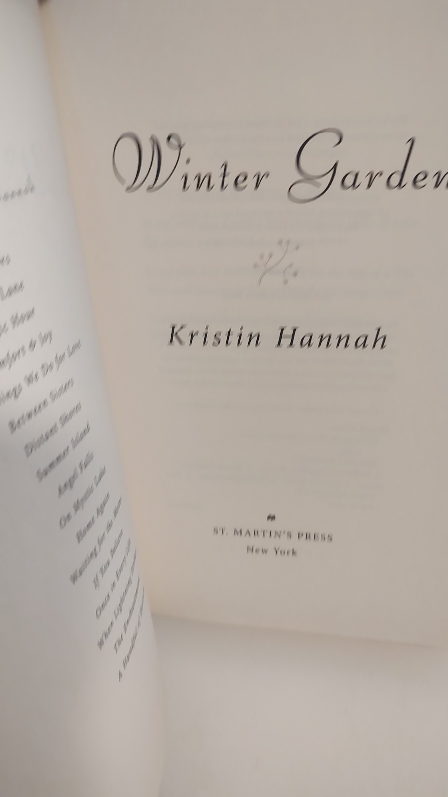 Winter Garden by Kristin Hannah hardcover no jacket 2010 first edition