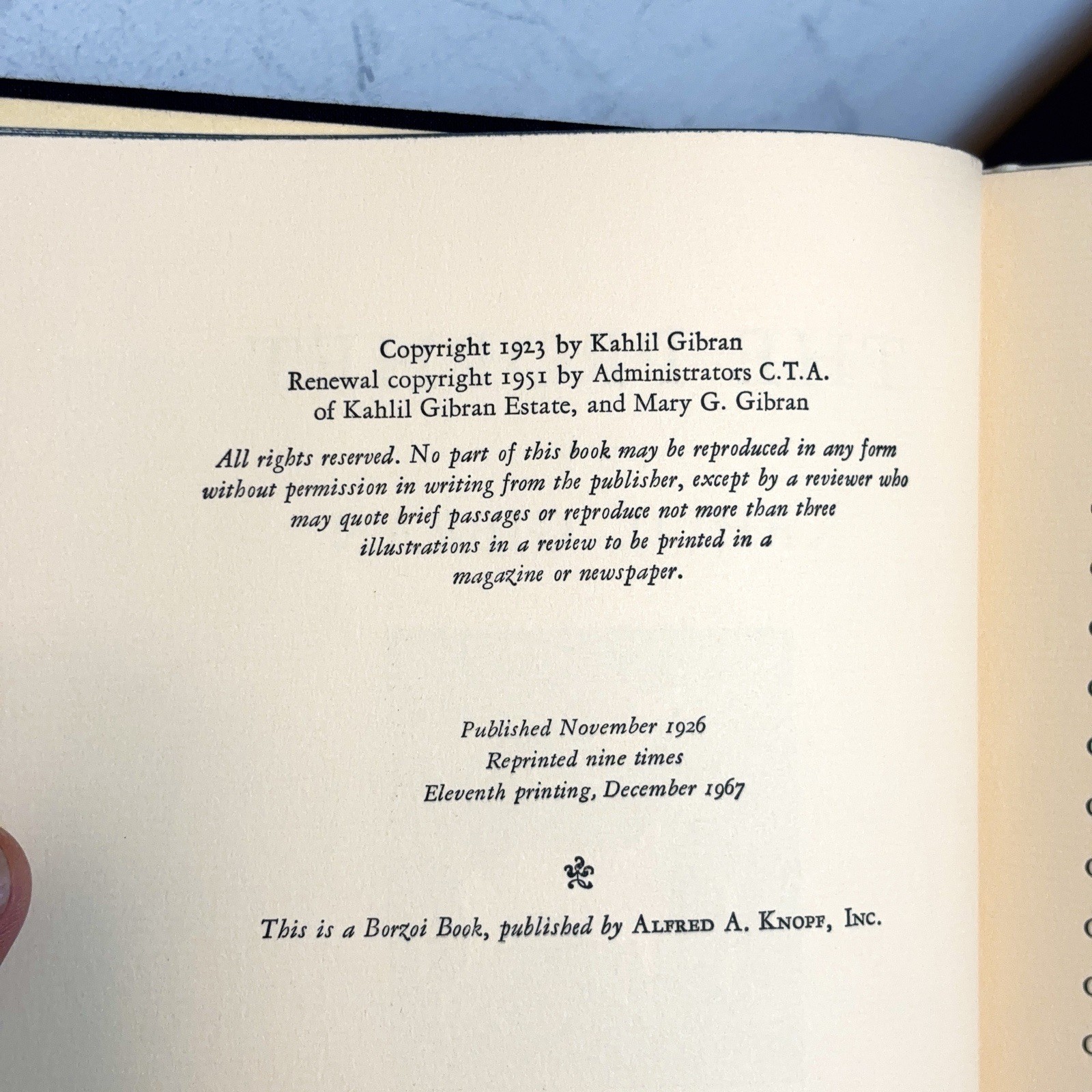 The Prophet Kahlil Gibran 11th Printing HC w/slipcover VTG1967 BOOK IS EXCELLENT