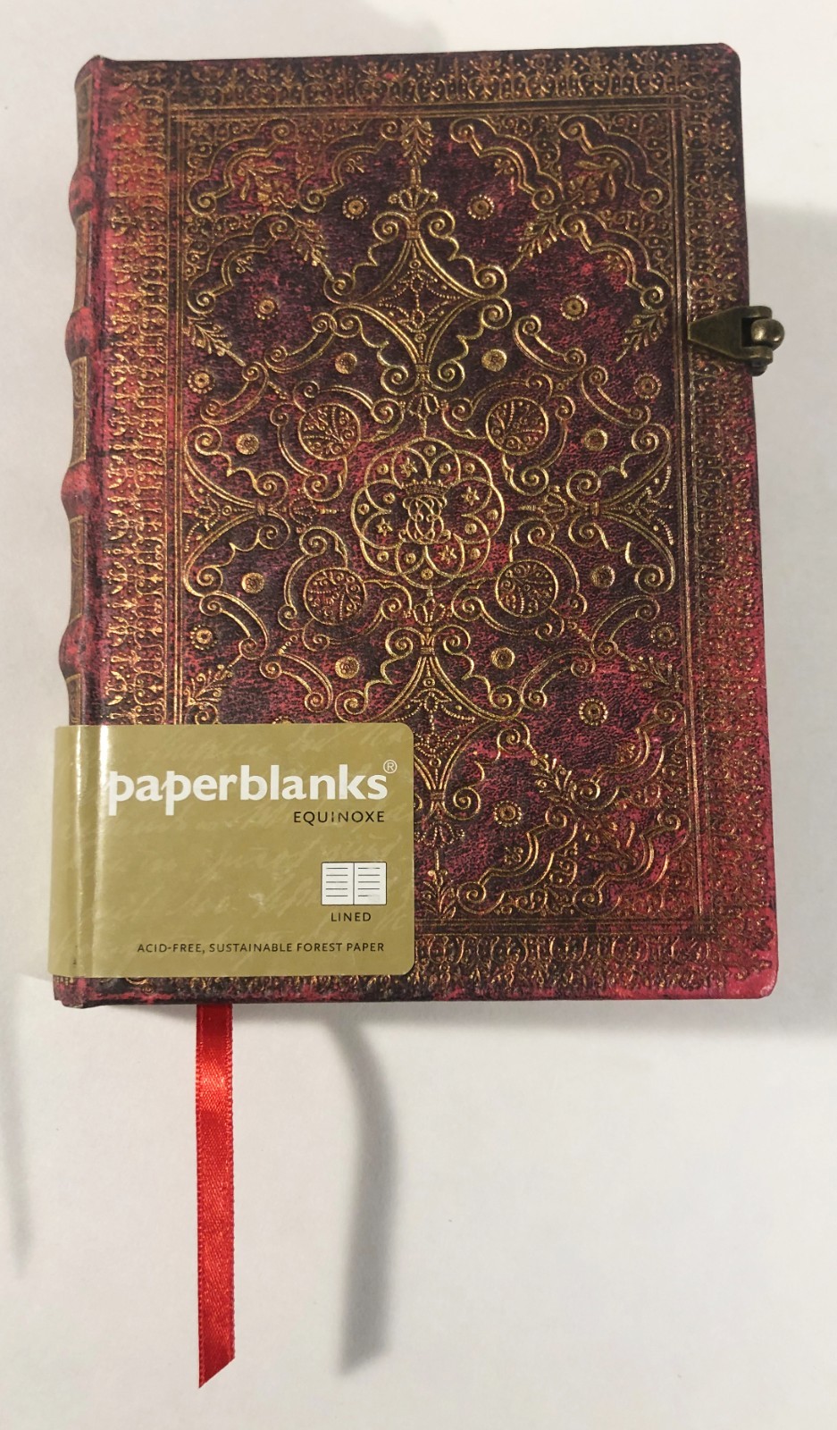 Paperblanks Carmine Equinoxe Midi Lined Hardcover Journal Blank Book Metal Clasp