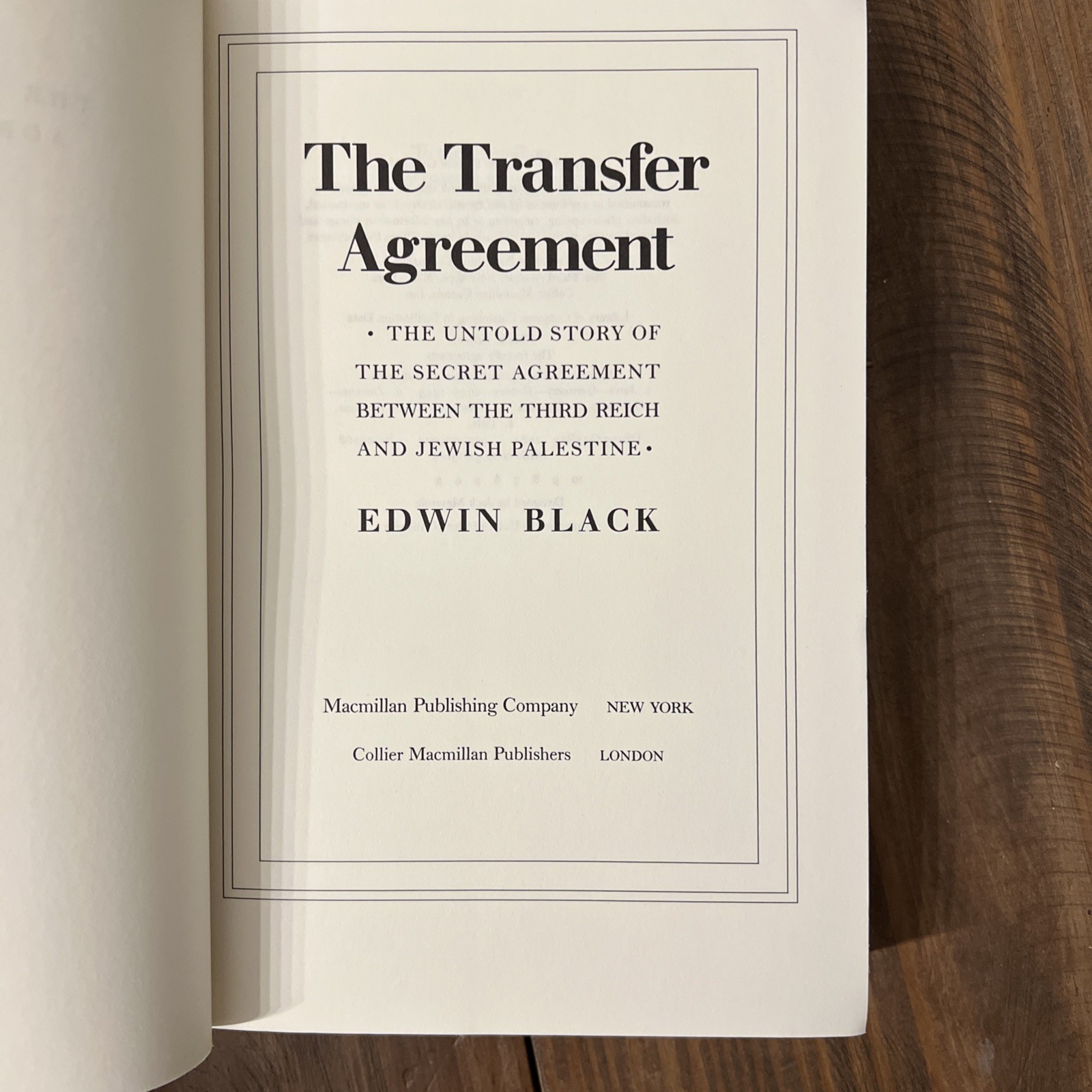 The Transfer Agreement Edwin Black 1984 First Edition Jewish History SIGNED