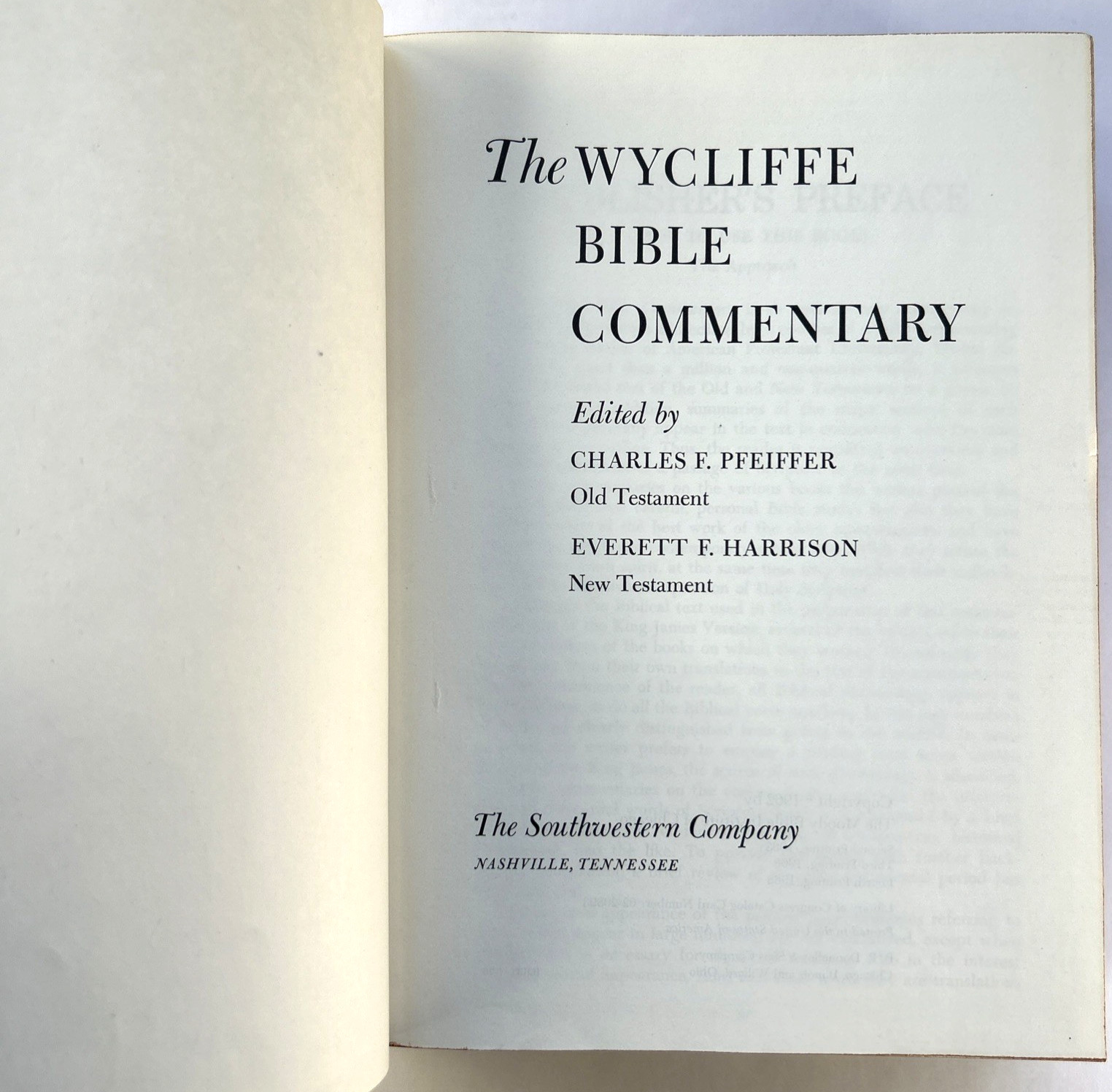 Wycliffe Bible Commentary Pfeiffer Harrison 1962 Southwestern Hardcover