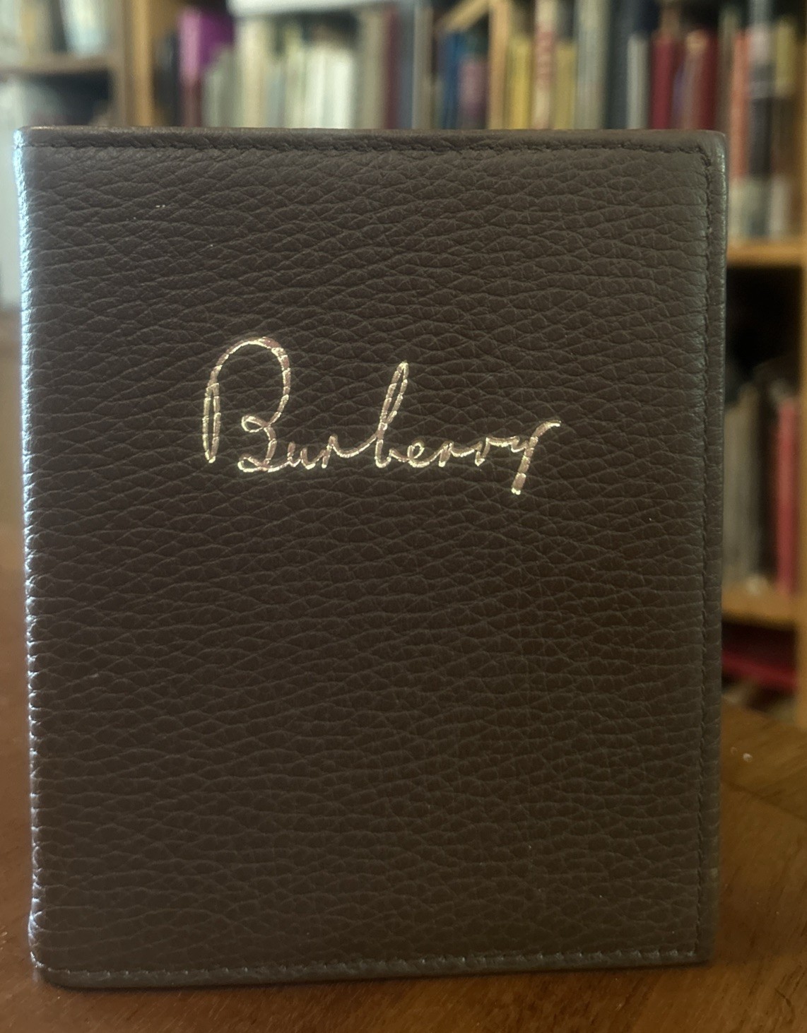 NEW Burberry Pebbled Brown Leather Blank Book w Gold Edging 4.5 X 5.5 Inches