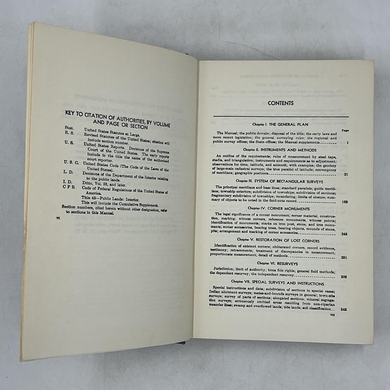 Vintage Manual Of Surveying Instructions 1947 U.S. Dept Interior BLM HC Green