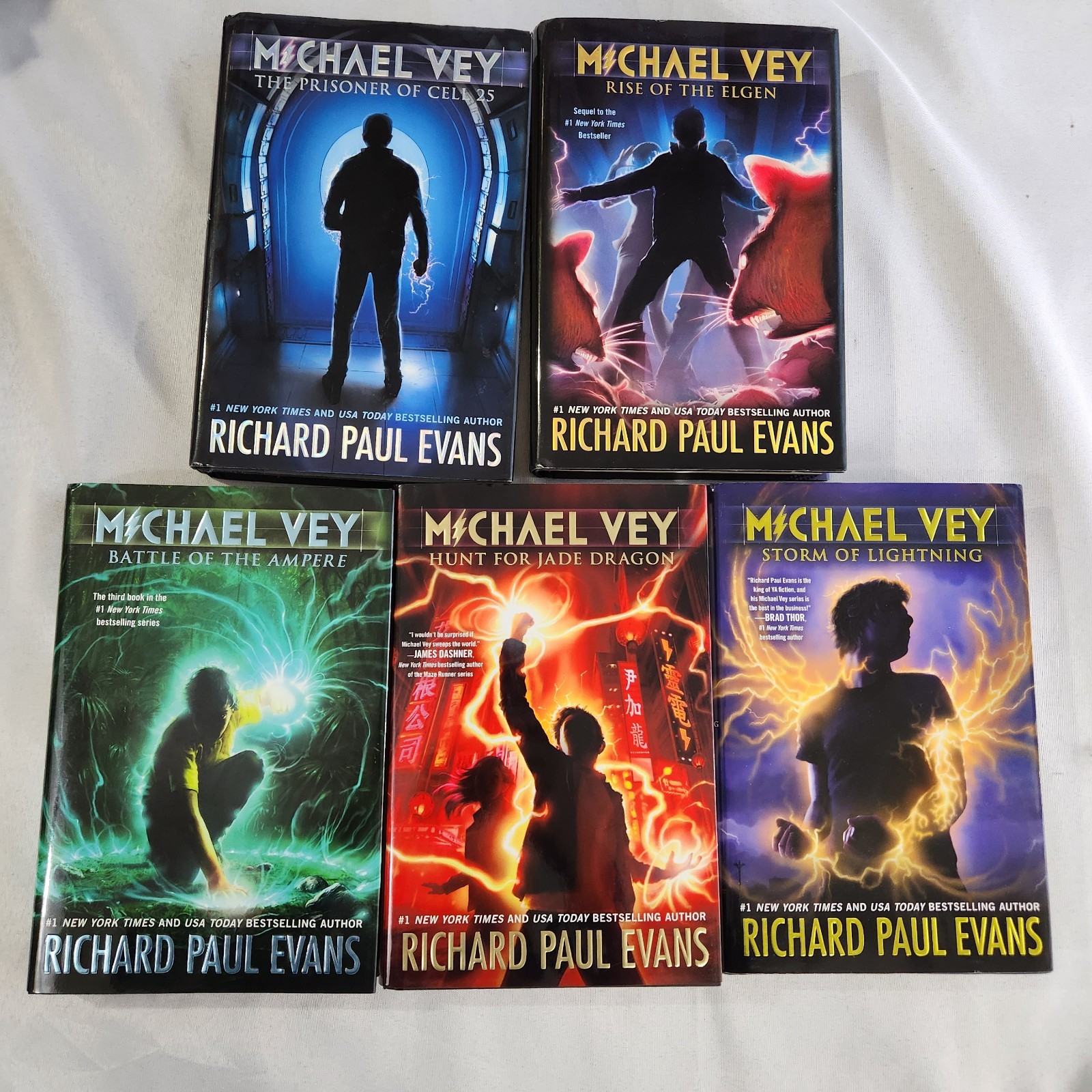 Lot of 5 Michael Vey Hardcover Books by Richard Paul Evans, Volumes 1-5