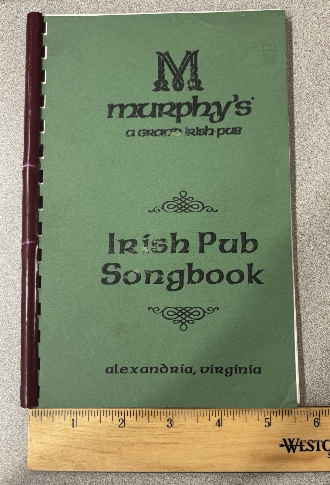 Murphy’s Irish Pub Songbook, Alexandria, VA – Spiral Bound Soft Cover – 70 Pages