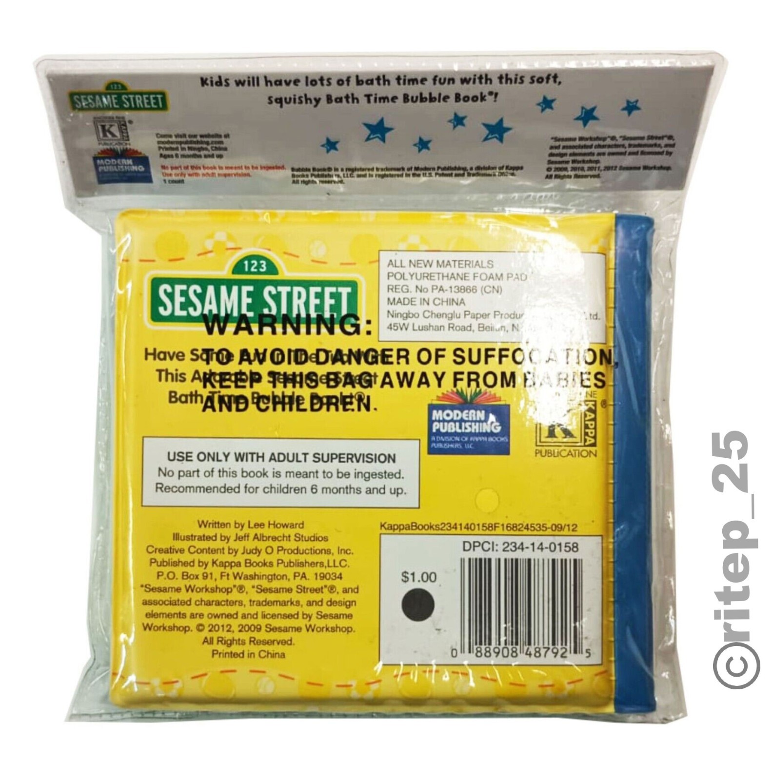 Sesame Street Ernie’s Touchdown Bubble Book – Great For Bath Time (1 Pack) – New