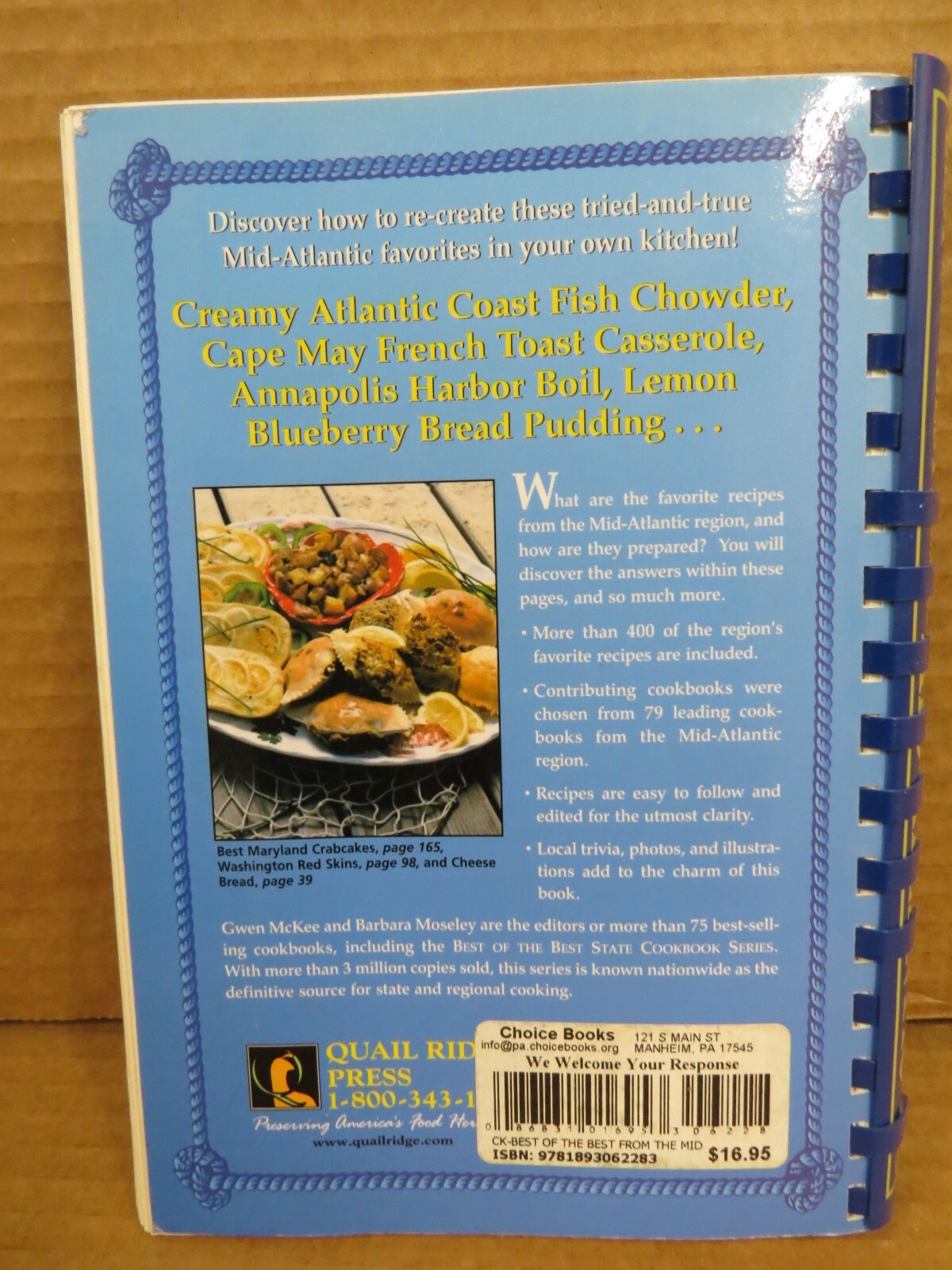 Best of the Best from the Mid-Atlantic Cookbook by Gwen McKee Barbara Moseley PB