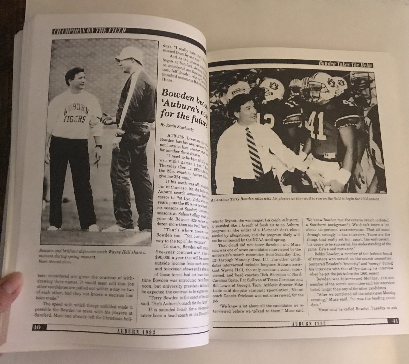 Champions on the Field: Undefeated Season Lauches Bowden Era 127 Pages 1993. B30