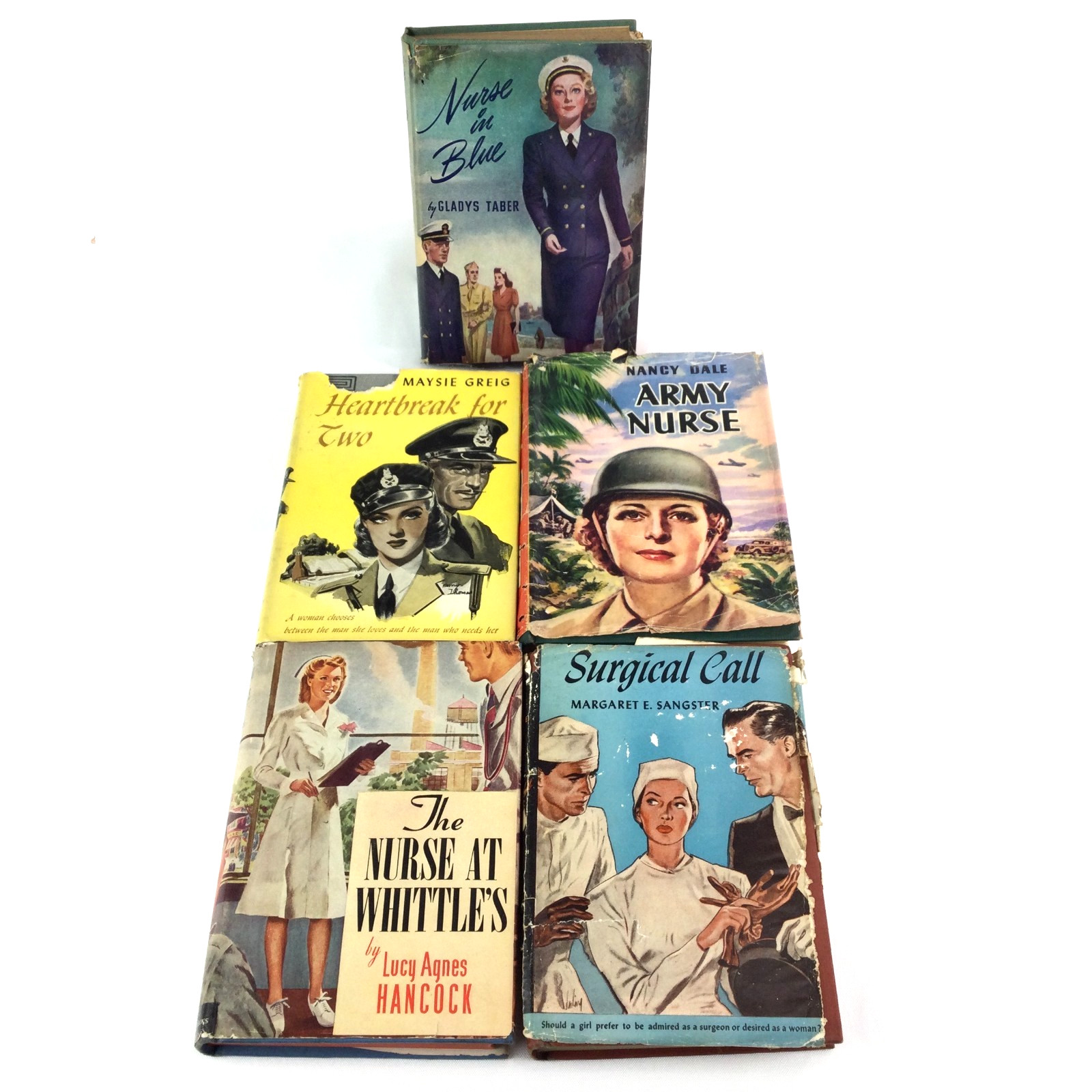 WWII 1940s HC/DJ LOT x 5 Nurse in Blue (Taber) Army Nurse (Dale) Triangle Books