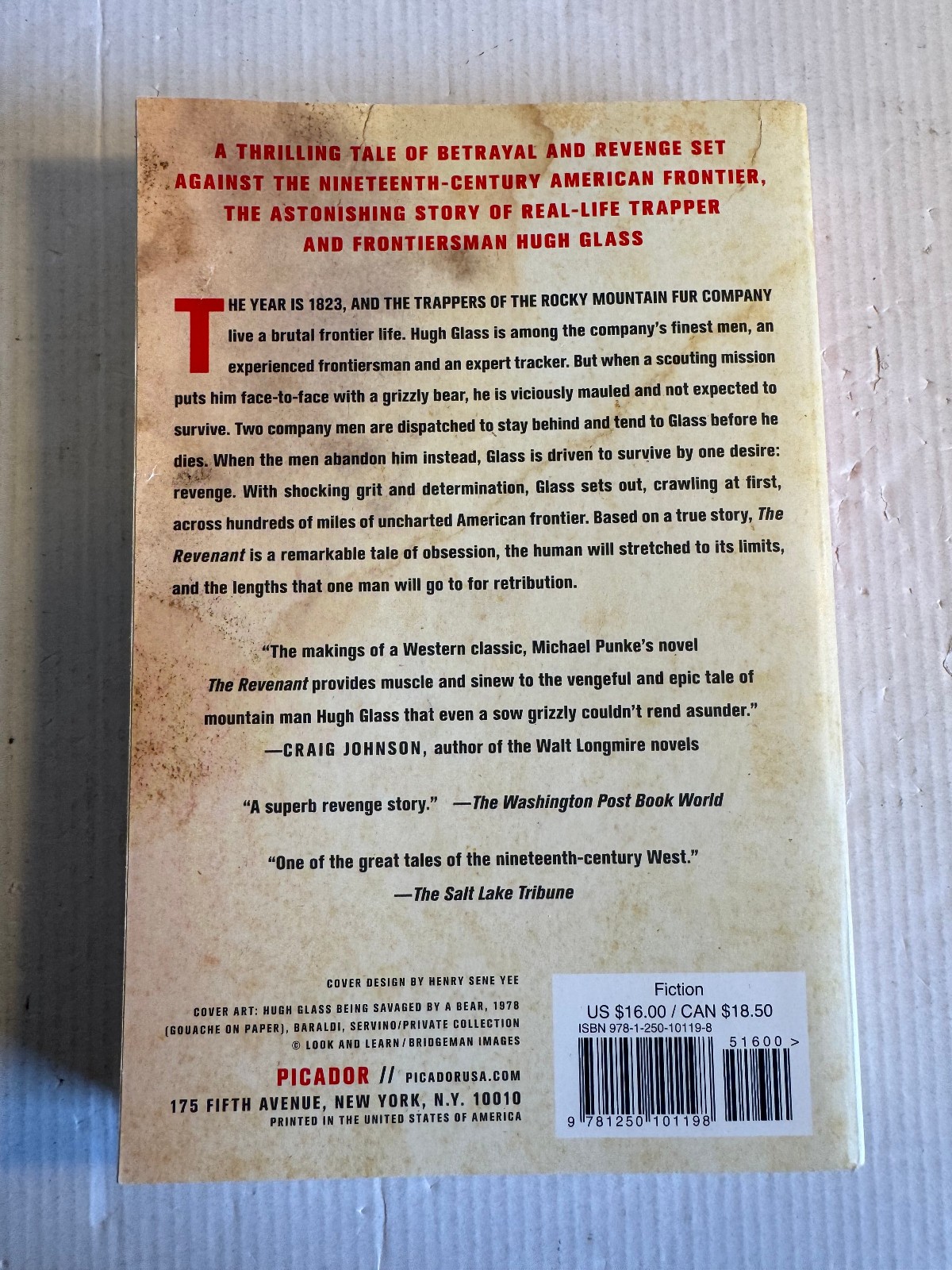 Revenant Michael Punke Very Good Paperback Picador 2015 Movie Tie In