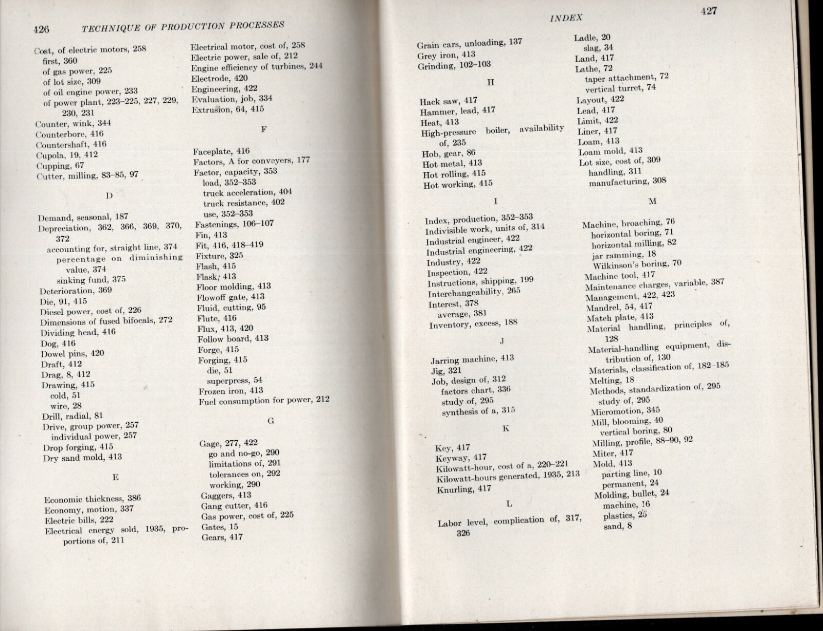 1943 1st Ed’n TECHNIQUE of PRODUCTION PROCESSES 430 pages John Robert Connelly
