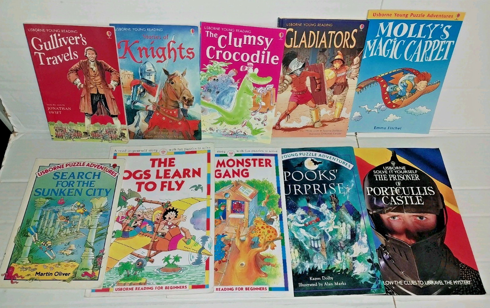 Lot 10 Usborne kids books 4 Young Reading stories 6 w/ Puzzle Adventures mystery
