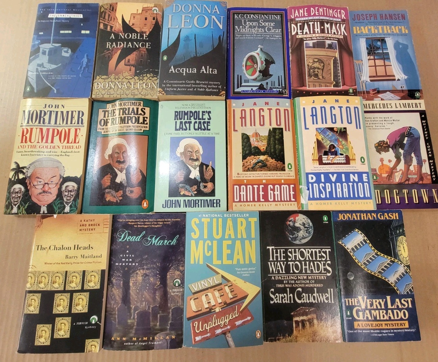 Lot of 17 PENGUIN Press CRIME Mystery PB John Mortimer JANE LANGTON Donna Leon