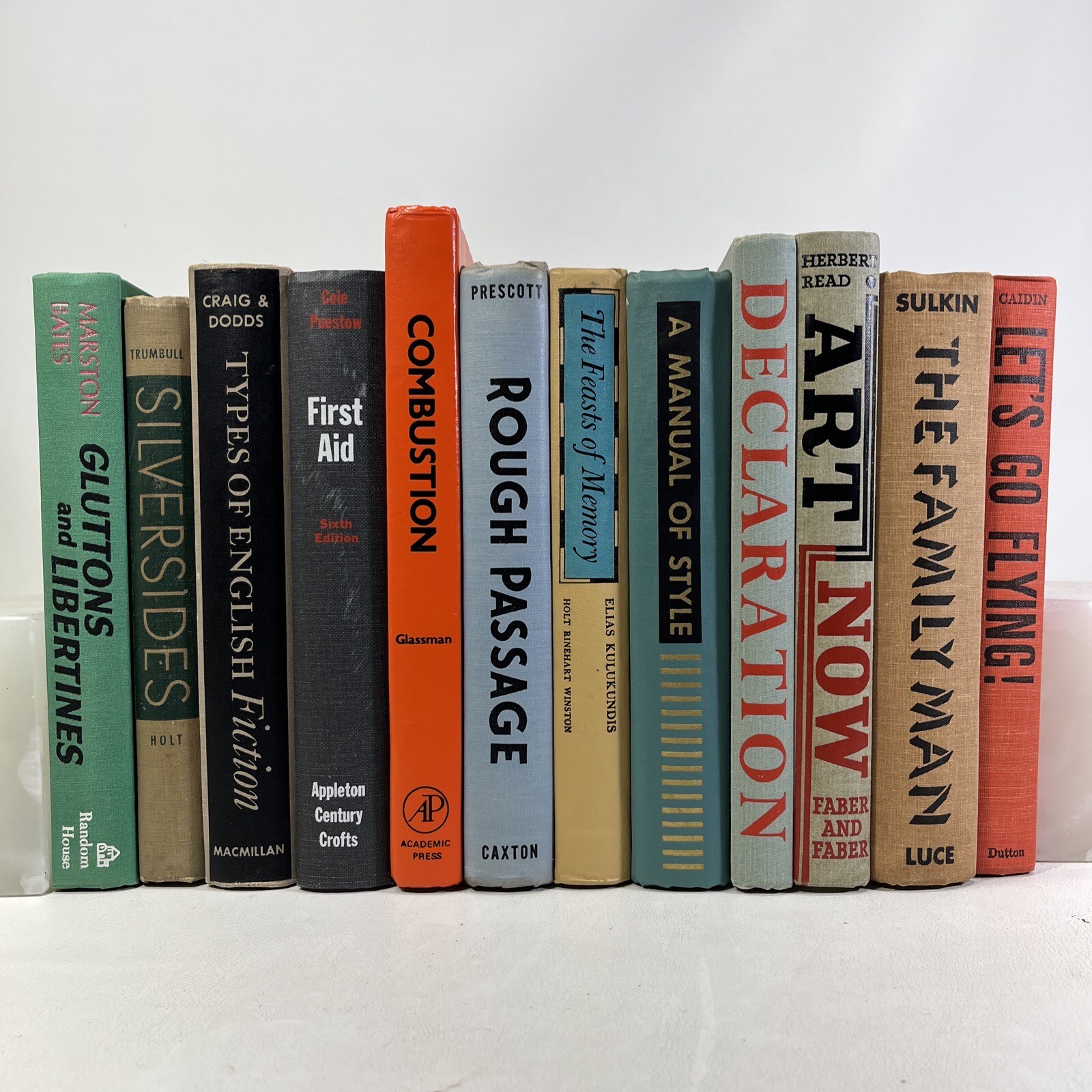 Rainbow Multicolored 12 Book Bundle Decor Photo Props Mid-Century Typography