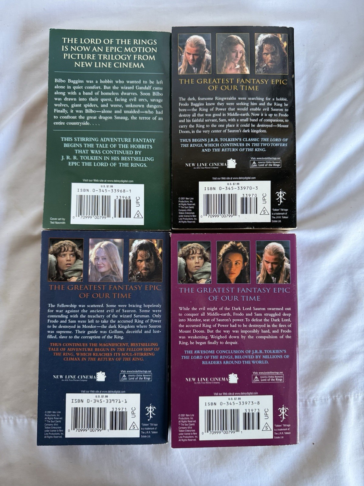 The Lord of the Rings Trilogy + The Hobbit Del Rey JRR Tolkien Movie New Line