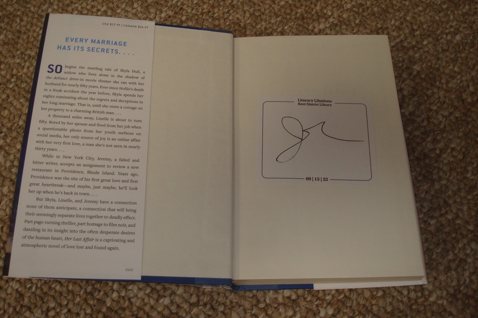 John Searles – Her Last Affair. SIGNED First edition hardcover