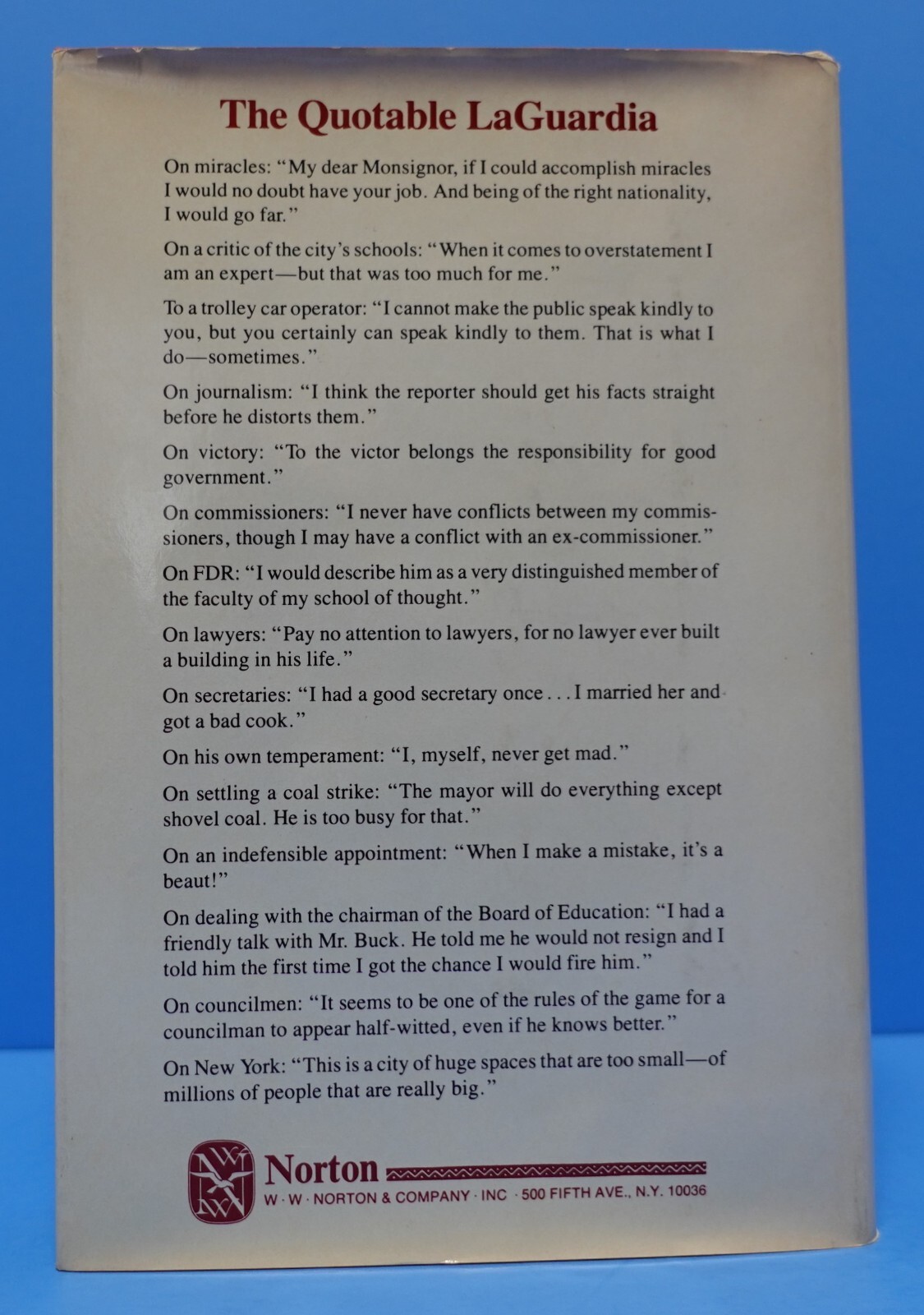 WHEN LAGUARDIA WAS MAYOR BY AUGUST HECKSCHER, SIGNED BY THE AUTHOR