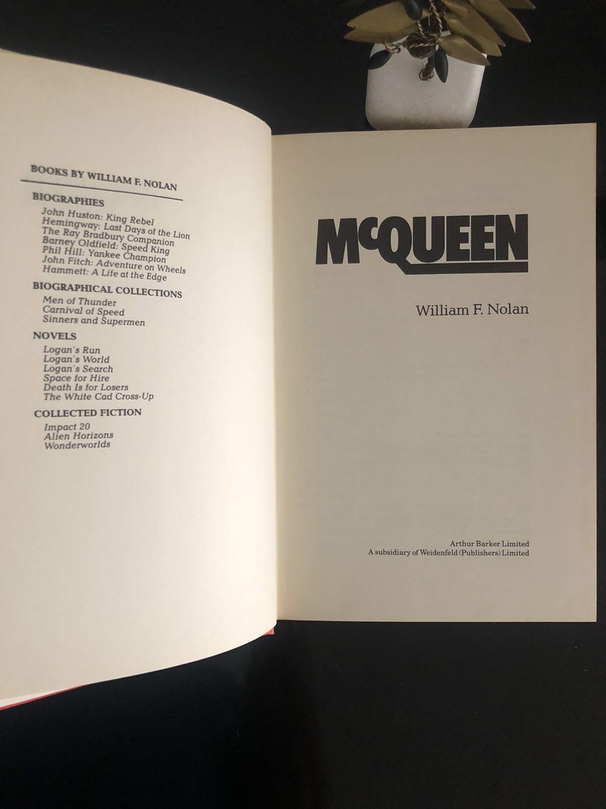 McQueen William F Nolan Arthur Barker UK 1984 First Ed. HC DJ VG 🎬 Bio