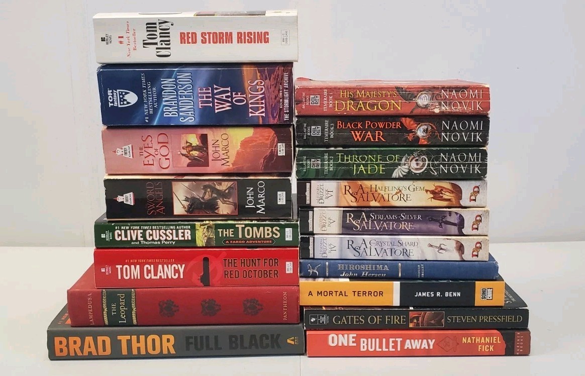 Assorted Books Lot Of 18 On War Military Fantasy Medieval Battles Action