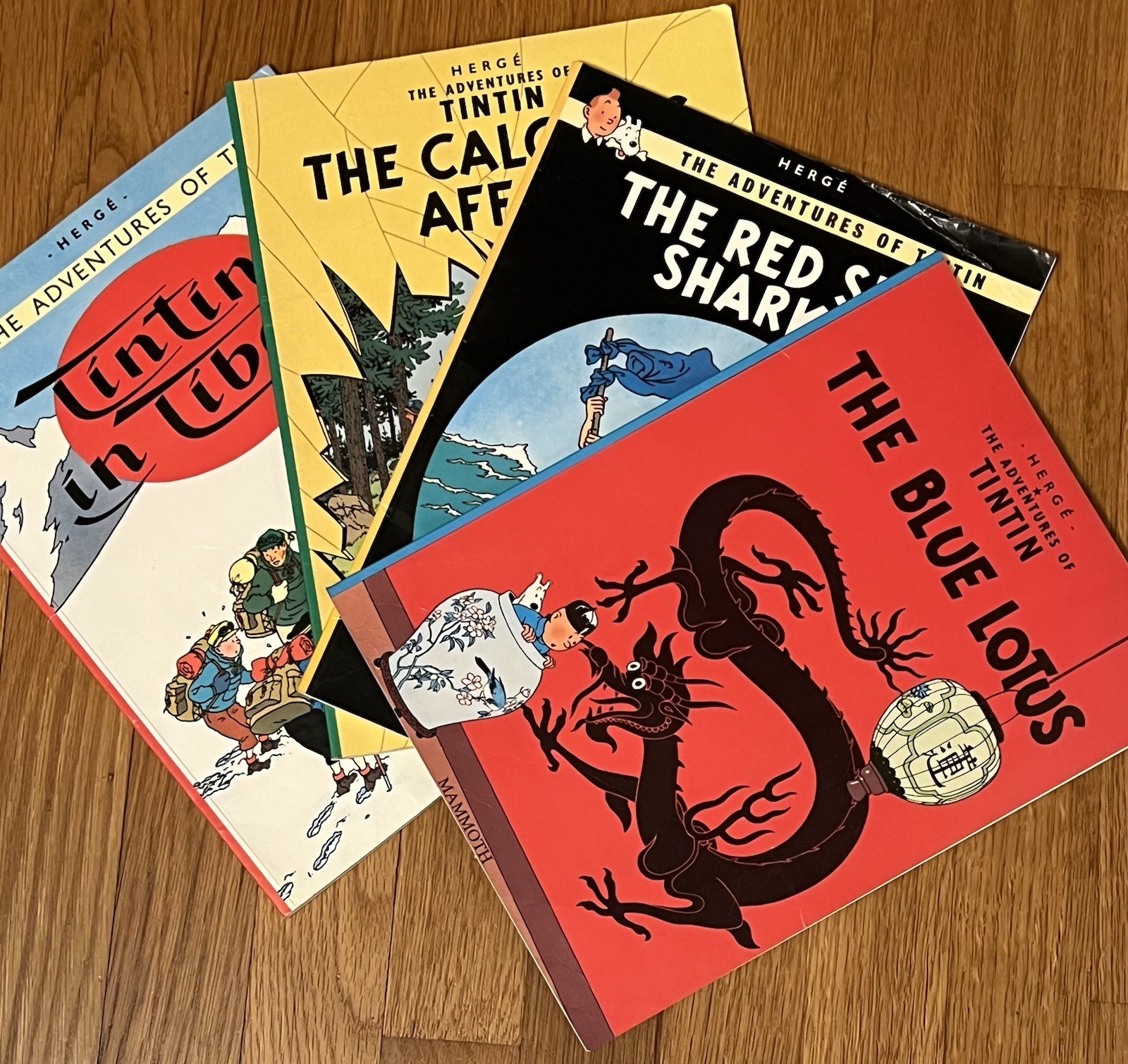 THE ADVENTURES OF TIN TIN LOT: Blue Lotus, Tibet, Calculus, Sharks – Paper Back