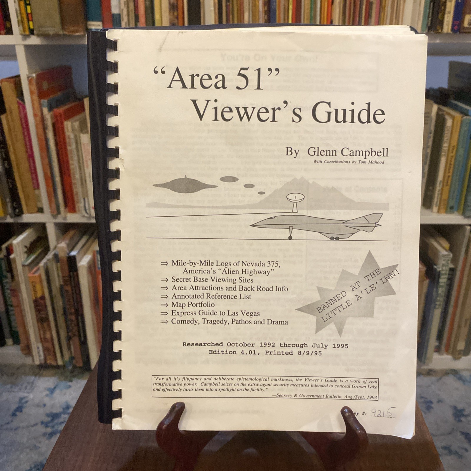 Area 51 Viewer’s Guide by Glenn Campbell 1995 Numbered copy